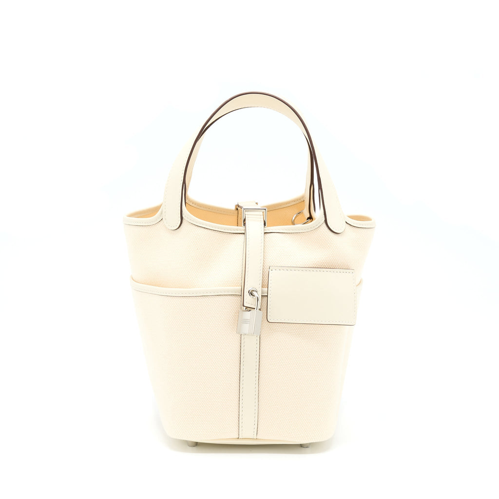 HERMES PICOTIN CARGO 18 SWIFT/TOILE CANVAS ECRU NATA SHW