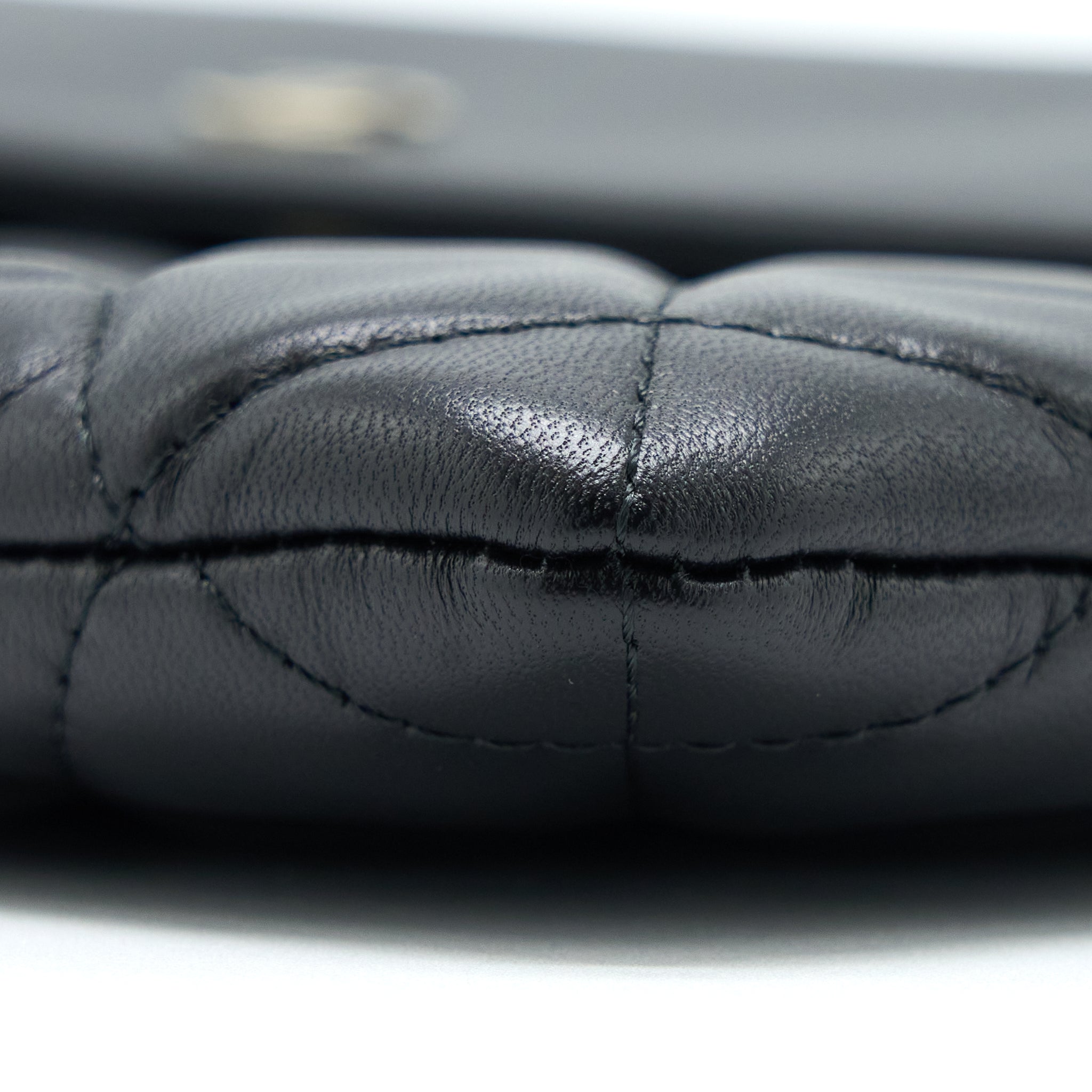 CHANEL QUILTED ZIP AND FLAP POUCH/CLUTCH LARGE MODEL LAMBSKIN BLACK LGHW