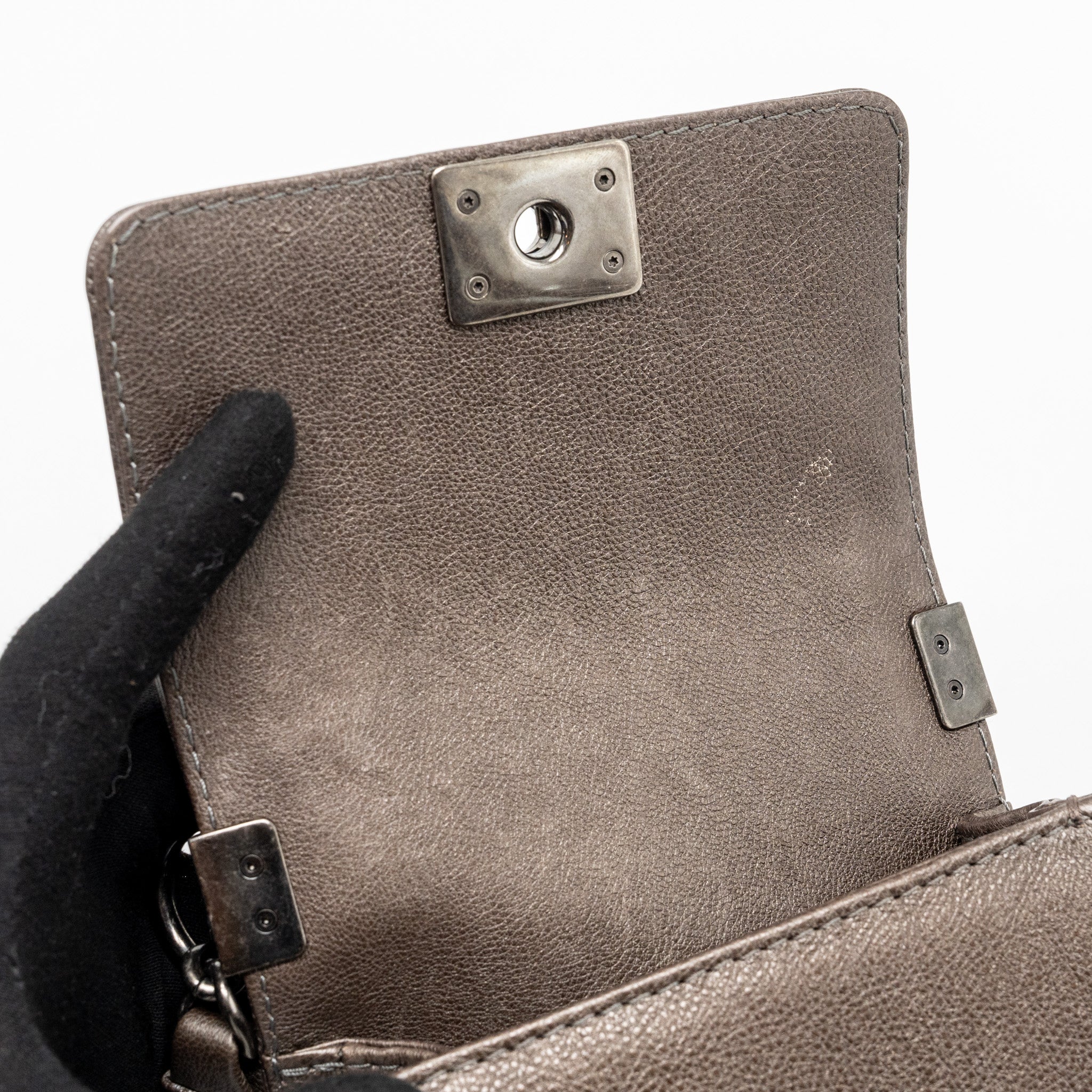 CHANEL SUPER MINI BOY BAG GRAINED CALFSKIN BRONZE RUTHENIUM HARDWARE
