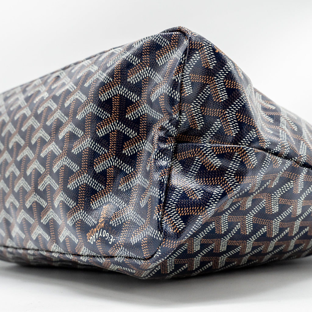 GOYARD BOHEME HOBO BAG GOYARDINE CANVAS/CALFSKIN NAVY SHW