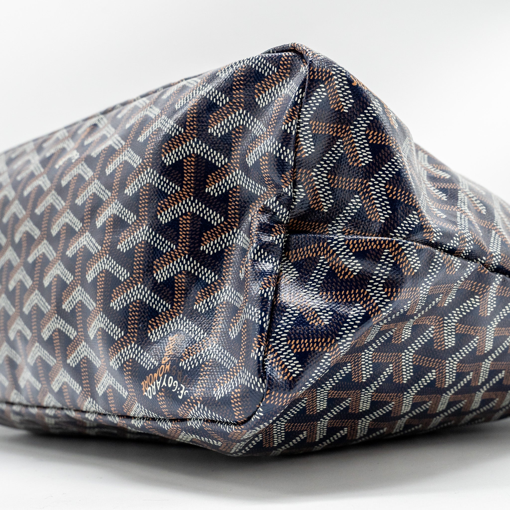 GOYARD BOHEME HOBO BAG GOYARDINE CANVAS/CALFSKIN NAVY SHW