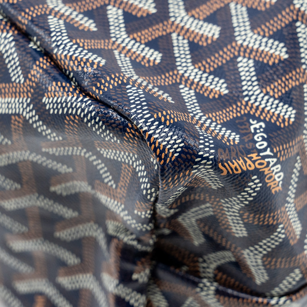 GOYARD BOHEME HOBO BAG GOYARDINE CANVAS/CALFSKIN NAVY SHW