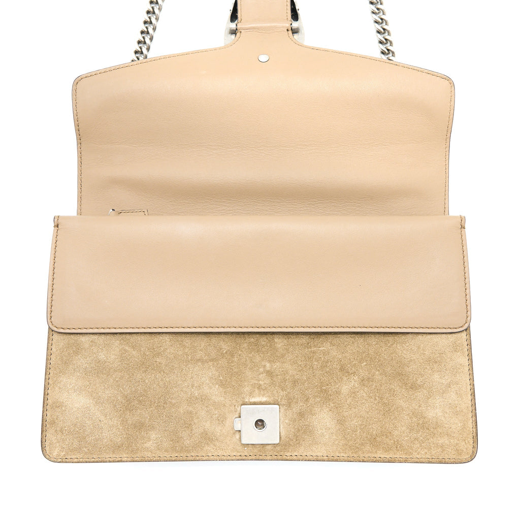 GUCCI SMALL DIONYSUS BAG SUEDE LEATHER DARK BEIGE SHW