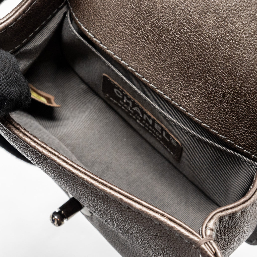 CHANEL SUPER MINI BOY BAG GRAINED CALFSKIN BRONZE RUTHENIUM HARDWARE
