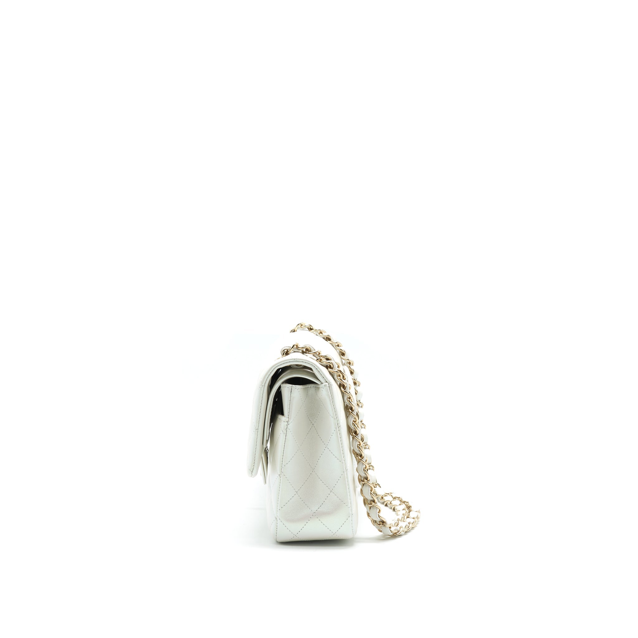 CHANEL MEDIUM S21 IRIDESCENT WHITE CLASSIC BAG