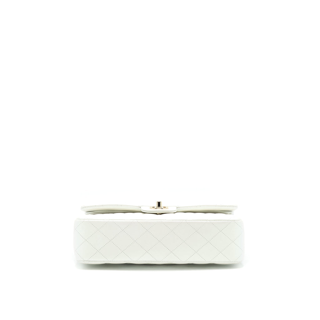 CHANEL MEDIUM S21 IRIDESCENT WHITE CLASSIC BAG