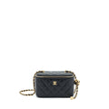 CHANEL 22S PEARL CRUSH LONG VANITY WITH CHAIN LAMBSKIN BLACK GHW