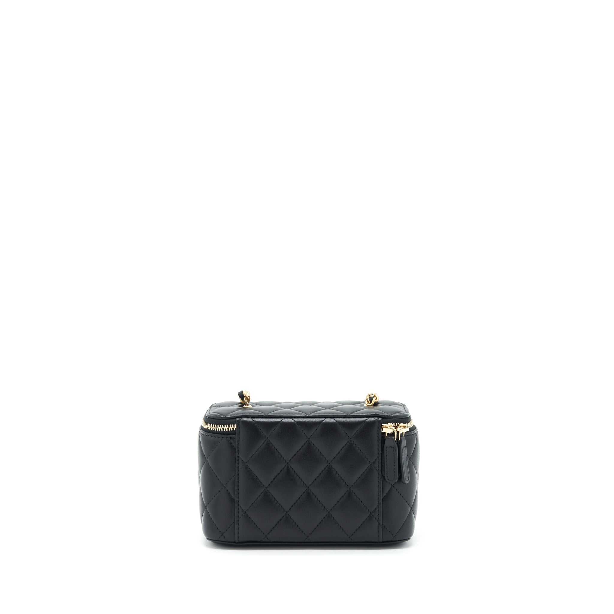 CHANEL 22S PEARL CRUSH LONG VANITY WITH CHAIN LAMBSKIN BLACK GHW