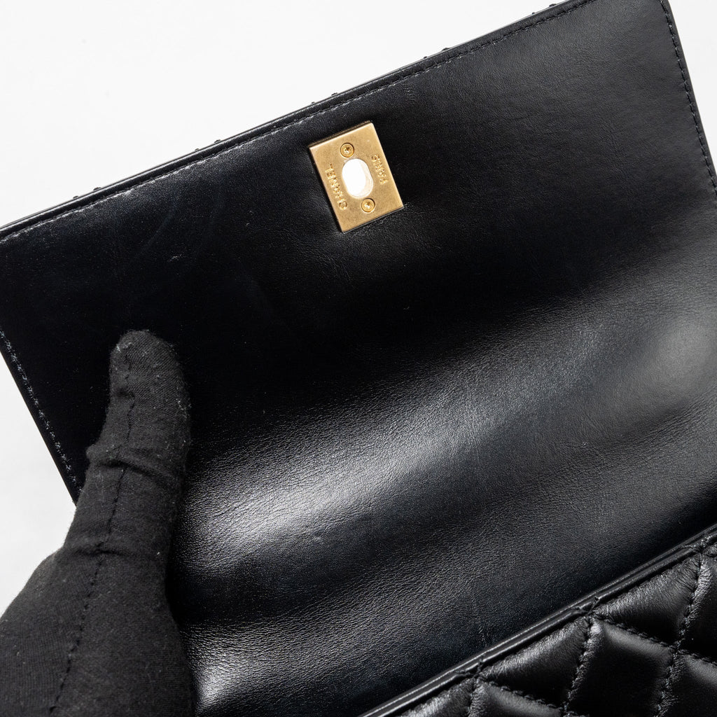 CHANEL SMALL COCO HANDLE LIMITED EDITION SMOOTH CALFSKIN BLACK GHW(MICROCHIP)