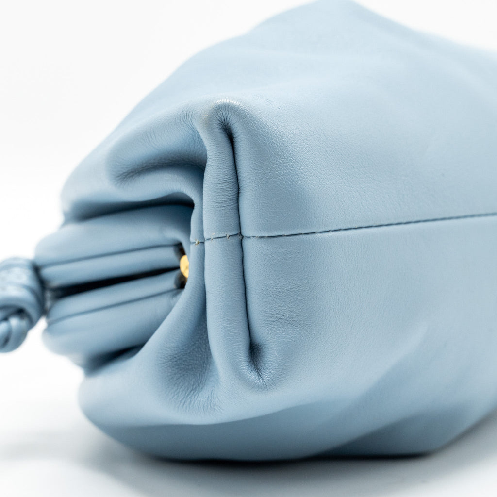 BOTTEGA VENETA MINI POUCH CALFSKIN BLUE GHW