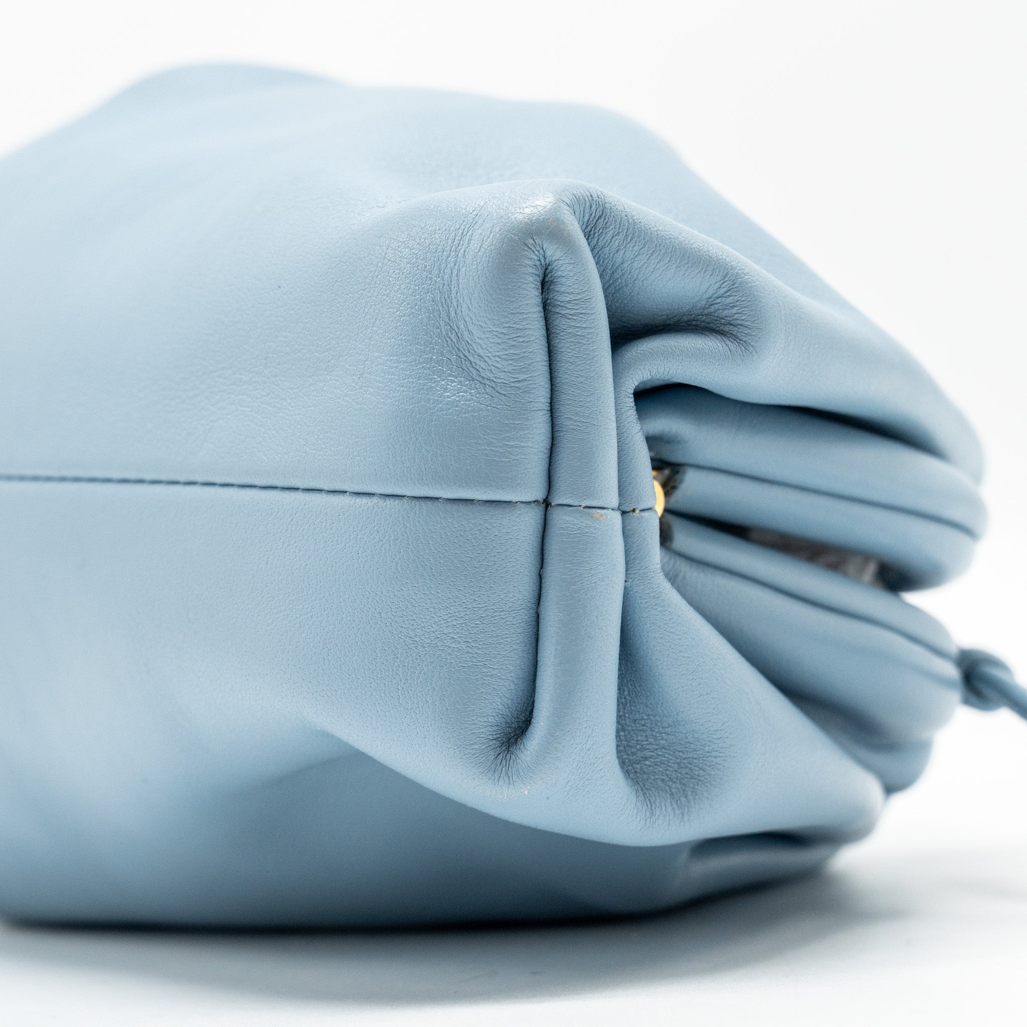 BOTTEGA VENETA MINI POUCH CALFSKIN BLUE GHW