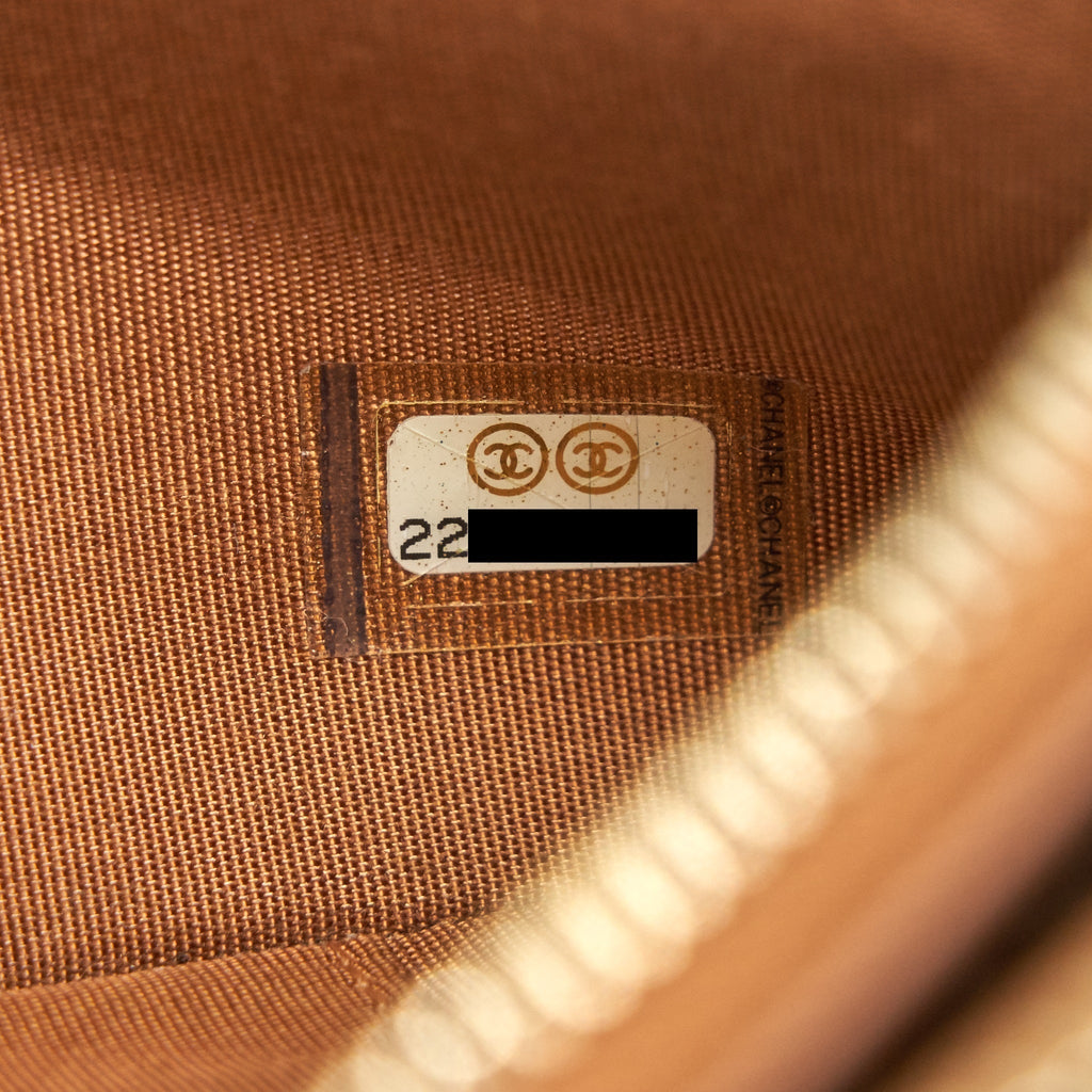 CHANEL STUD DOUBLE ZIP WALLET ON CHAIN DARK BEIGE
