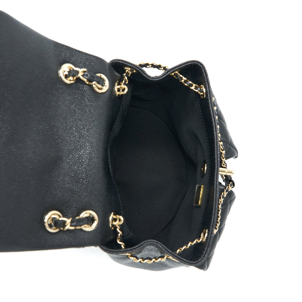 CHANEL 23P TRIPLE PACK BACKPACK CAVIAR BLACK LGHW (MICROCHIP)