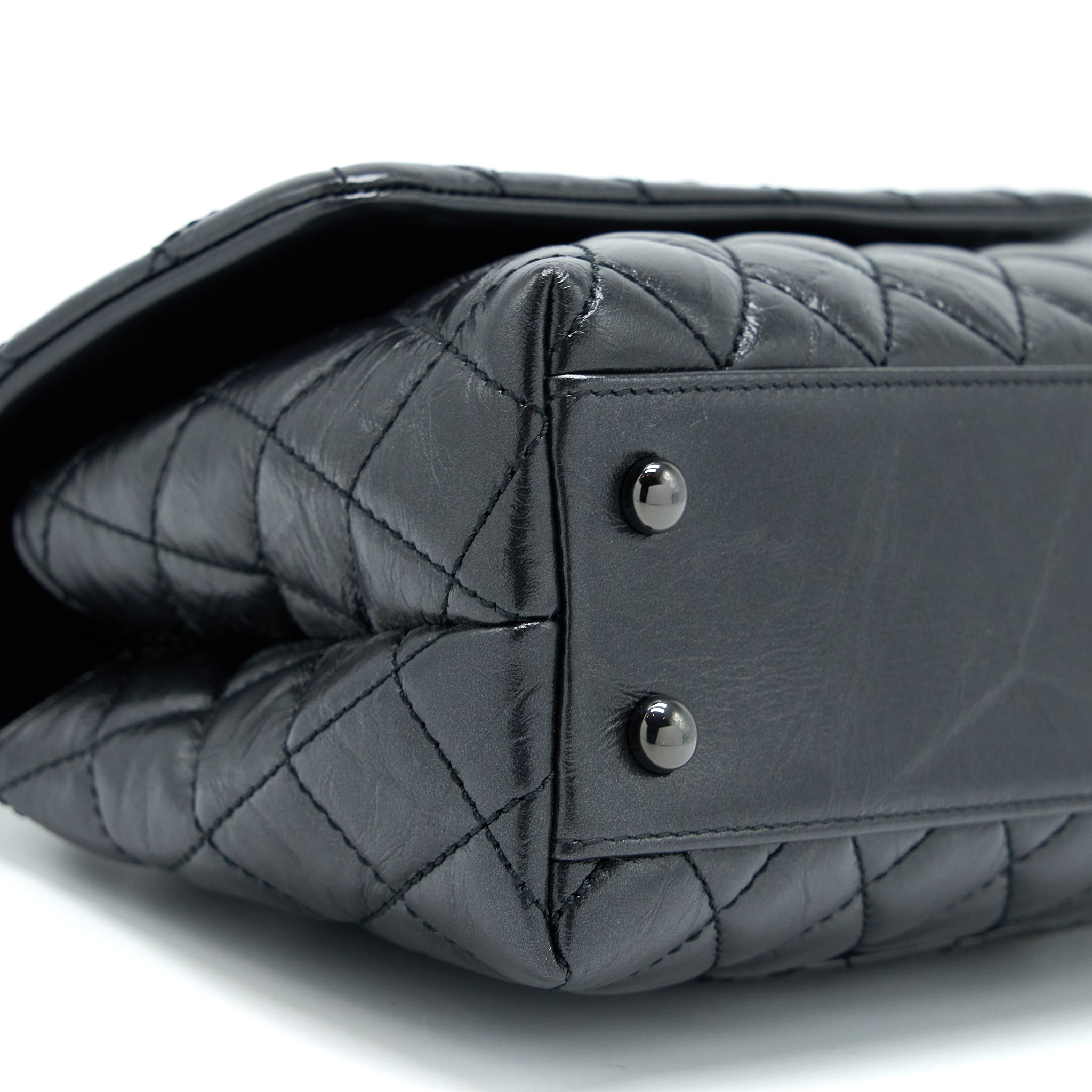 CHANEL SMALL COCO HANDLE AGED CALFSKIN SO BLACK WITH BLACK HARDWARE