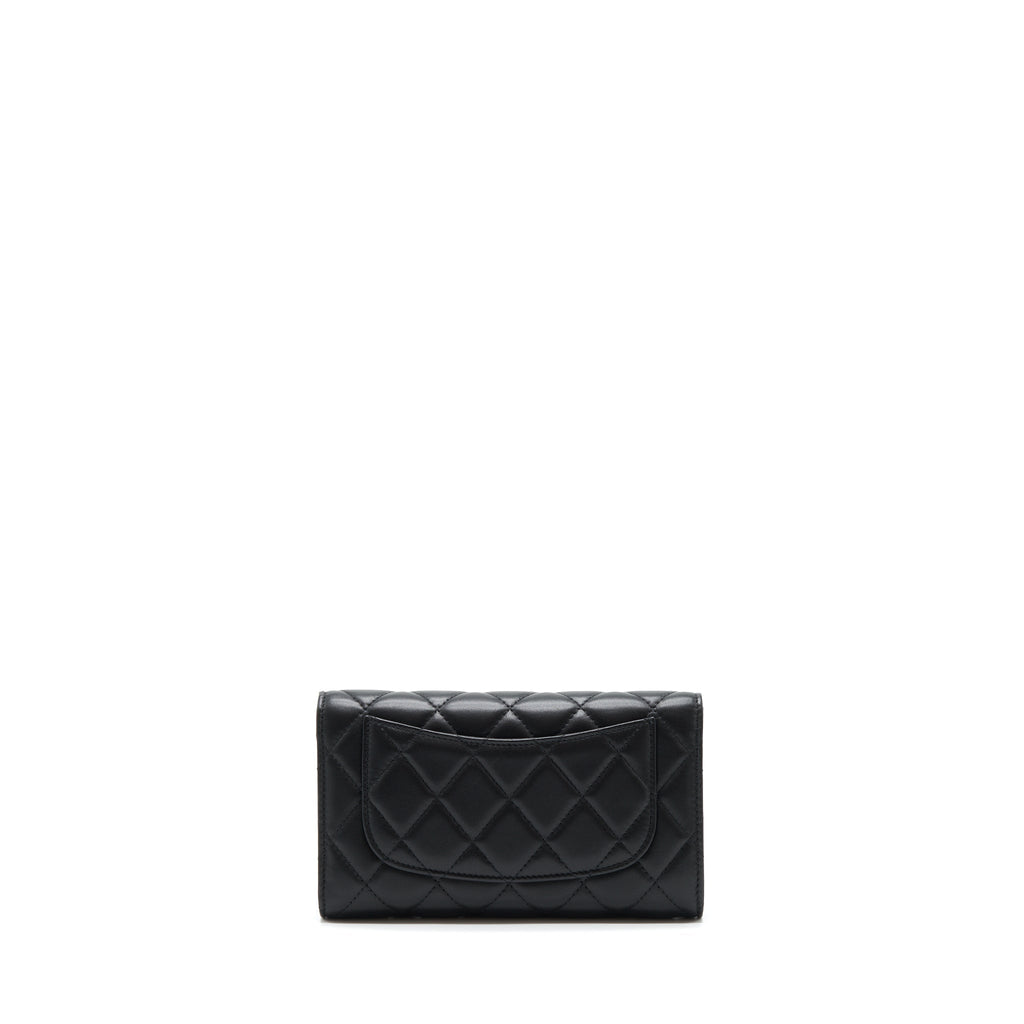 CHANEL CLASSIC LONG WALLET LAMBSKIN BLACK GHW