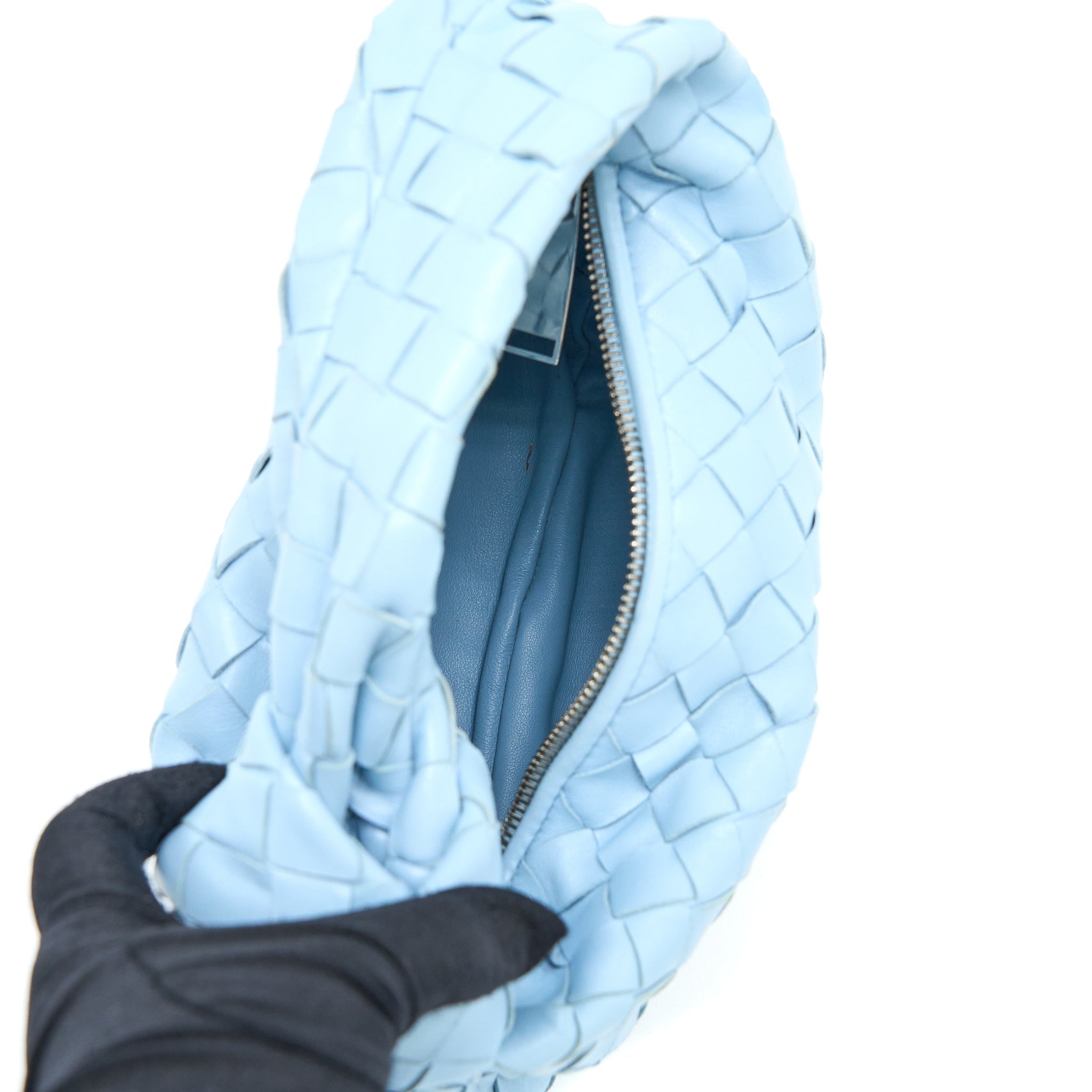 BOTTEGA VENETA MINI JODIE BAG LIGHT BLUE SHW