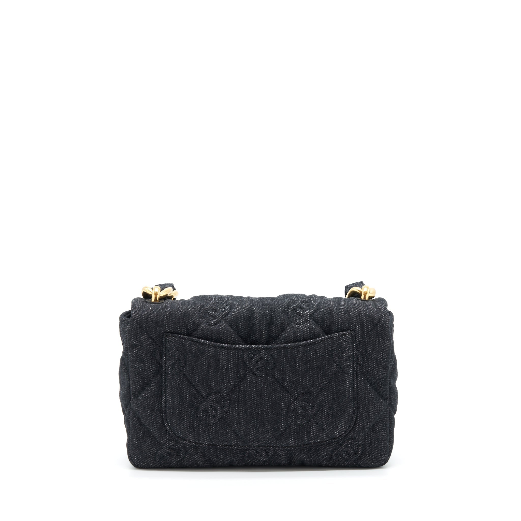 CHANEL 22S SMALL DENIM CC LOGO SHOULDER BAG GHW