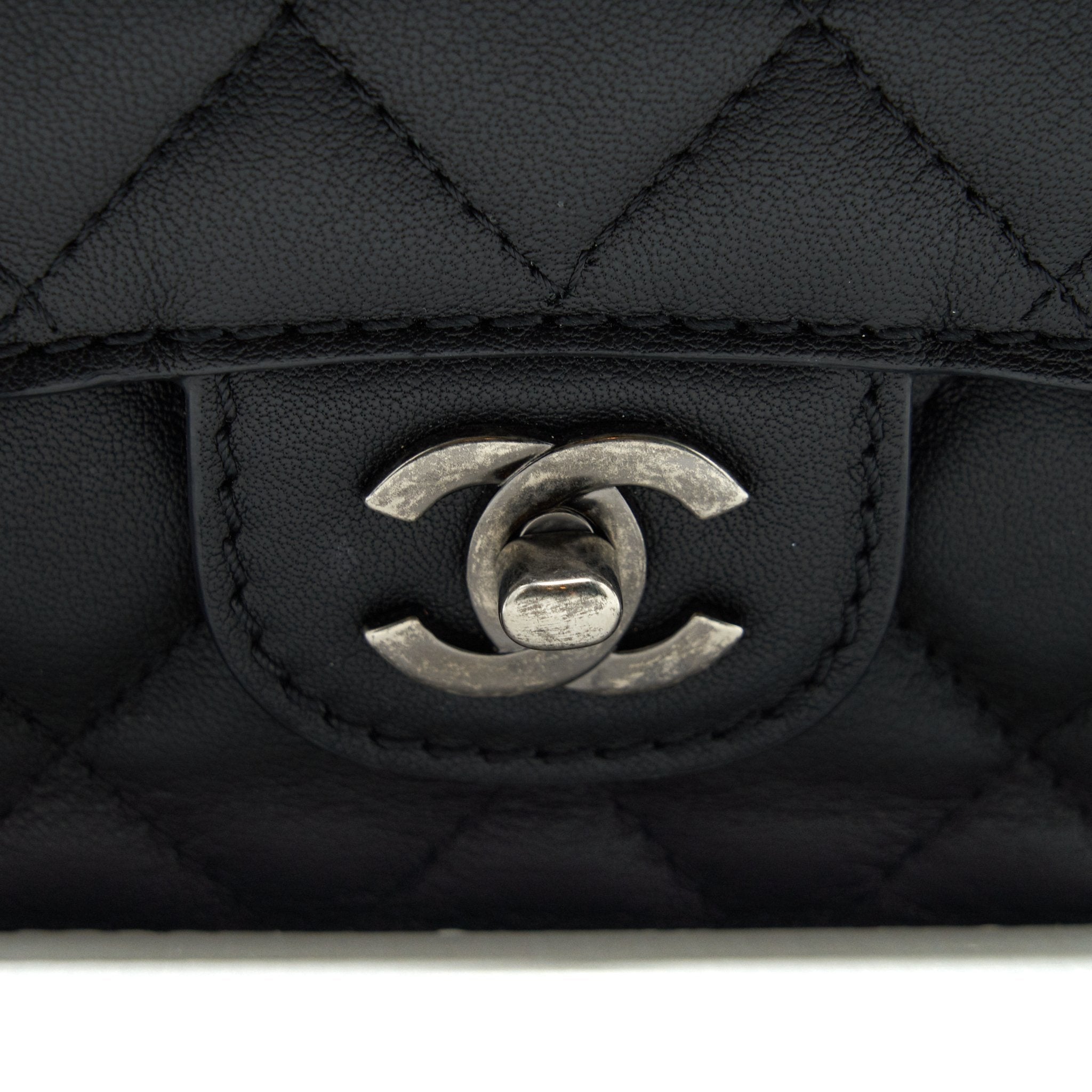 CHANEL QUILTED FLAP CROSSBODY BAG BLACK RUTHENIUM HARDWARE