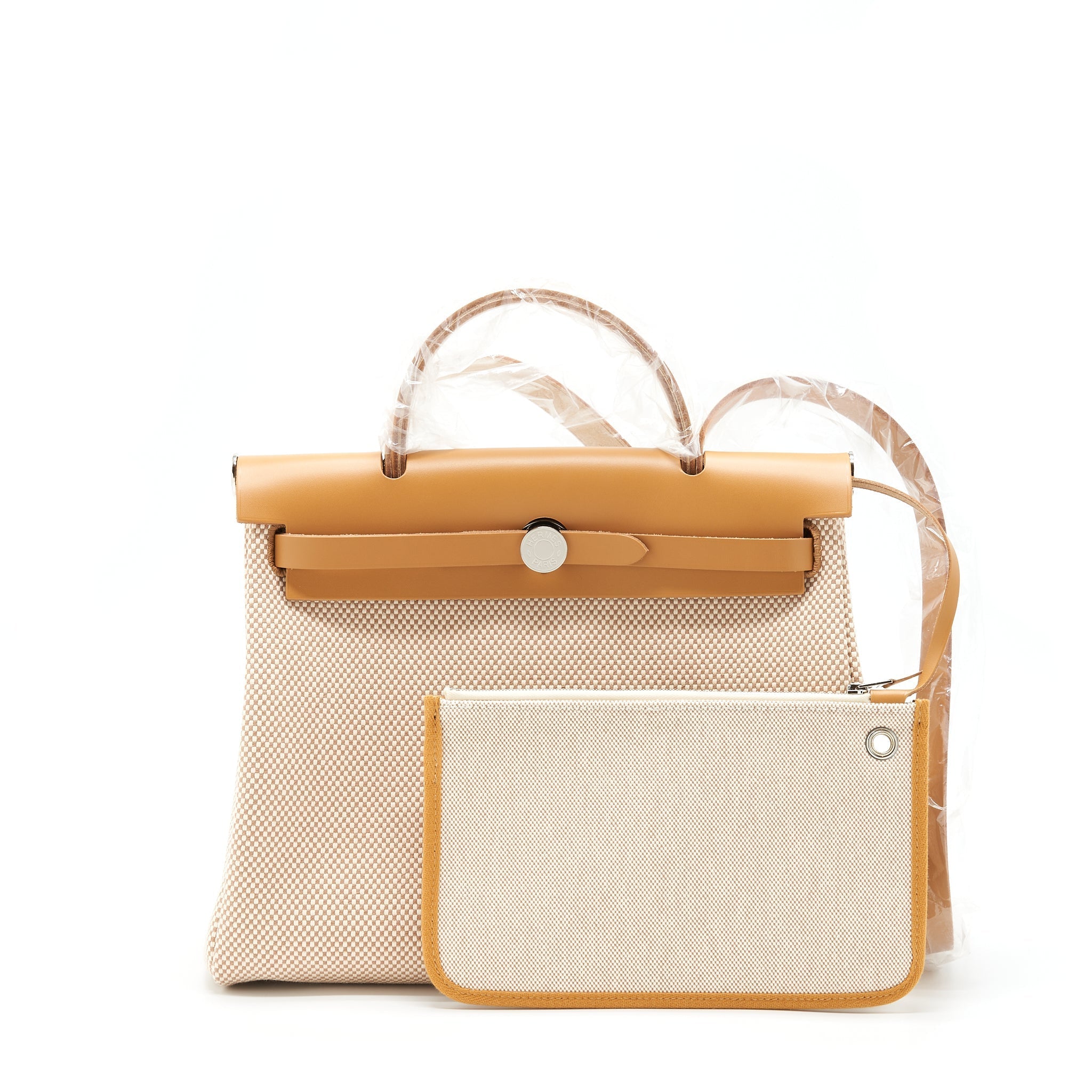 HERMES HERBAG 31 ZIP BAG CANVAS ECRU BEIGE/ NATURAL SABLE SHW