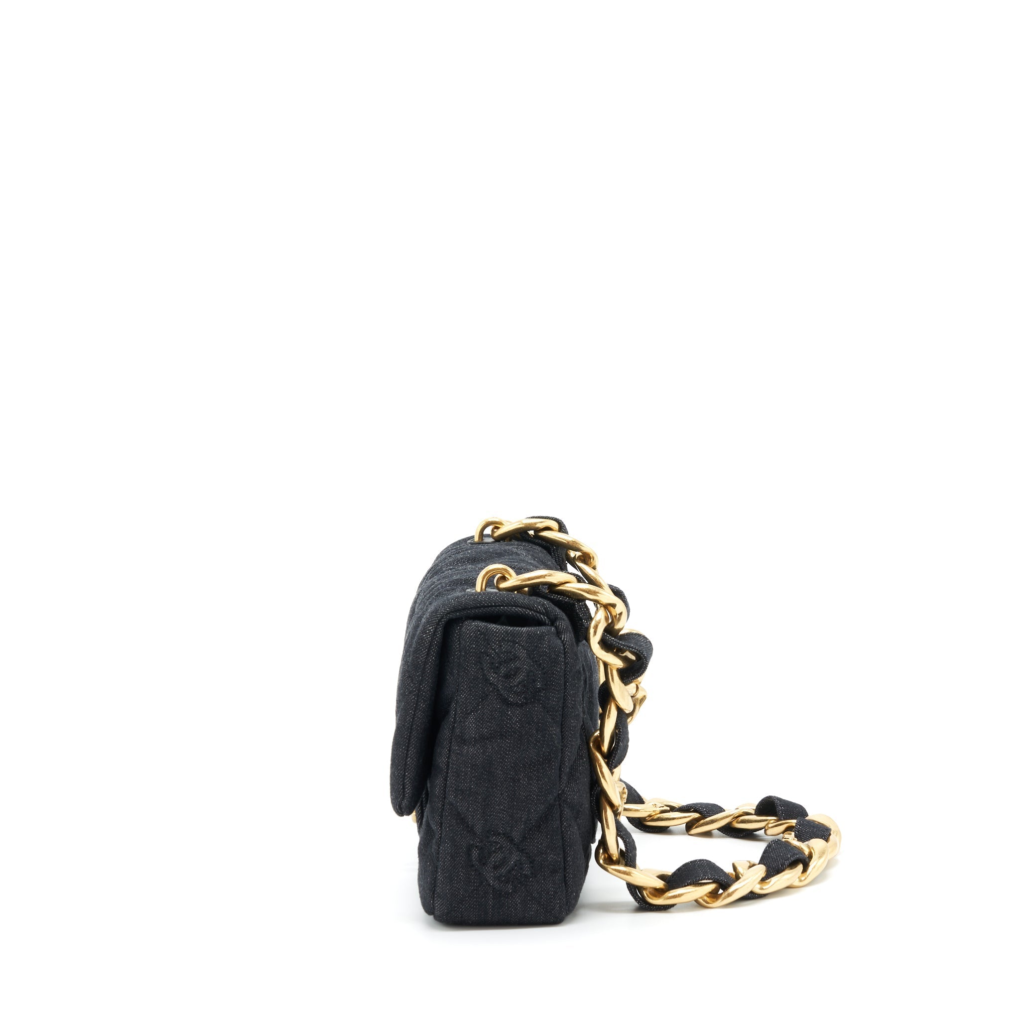 CHANEL 22S SMALL DENIM CC LOGO SHOULDER BAG GHW