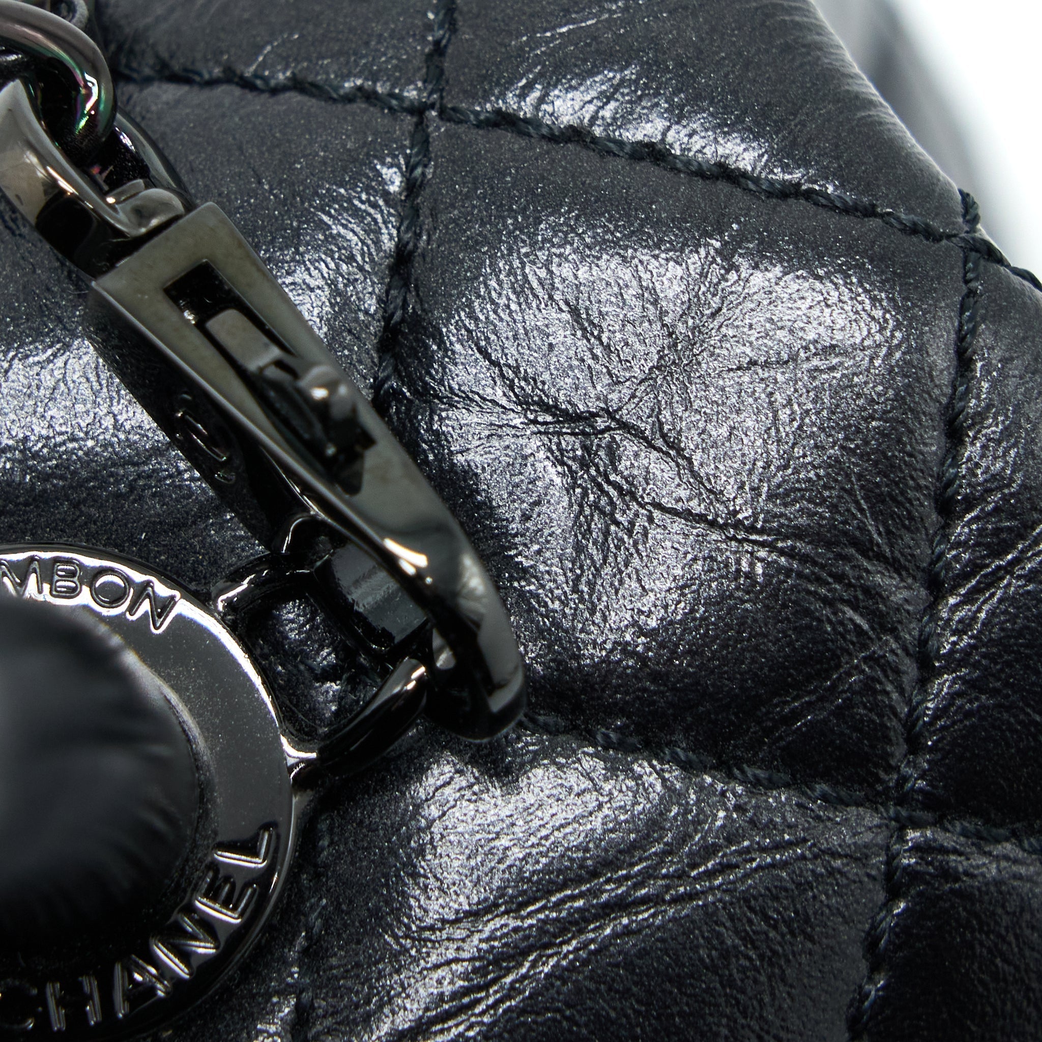 CHANEL SMALL COCO HANDLE AGED CALFSKIN SO BLACK WITH BLACK HARDWARE