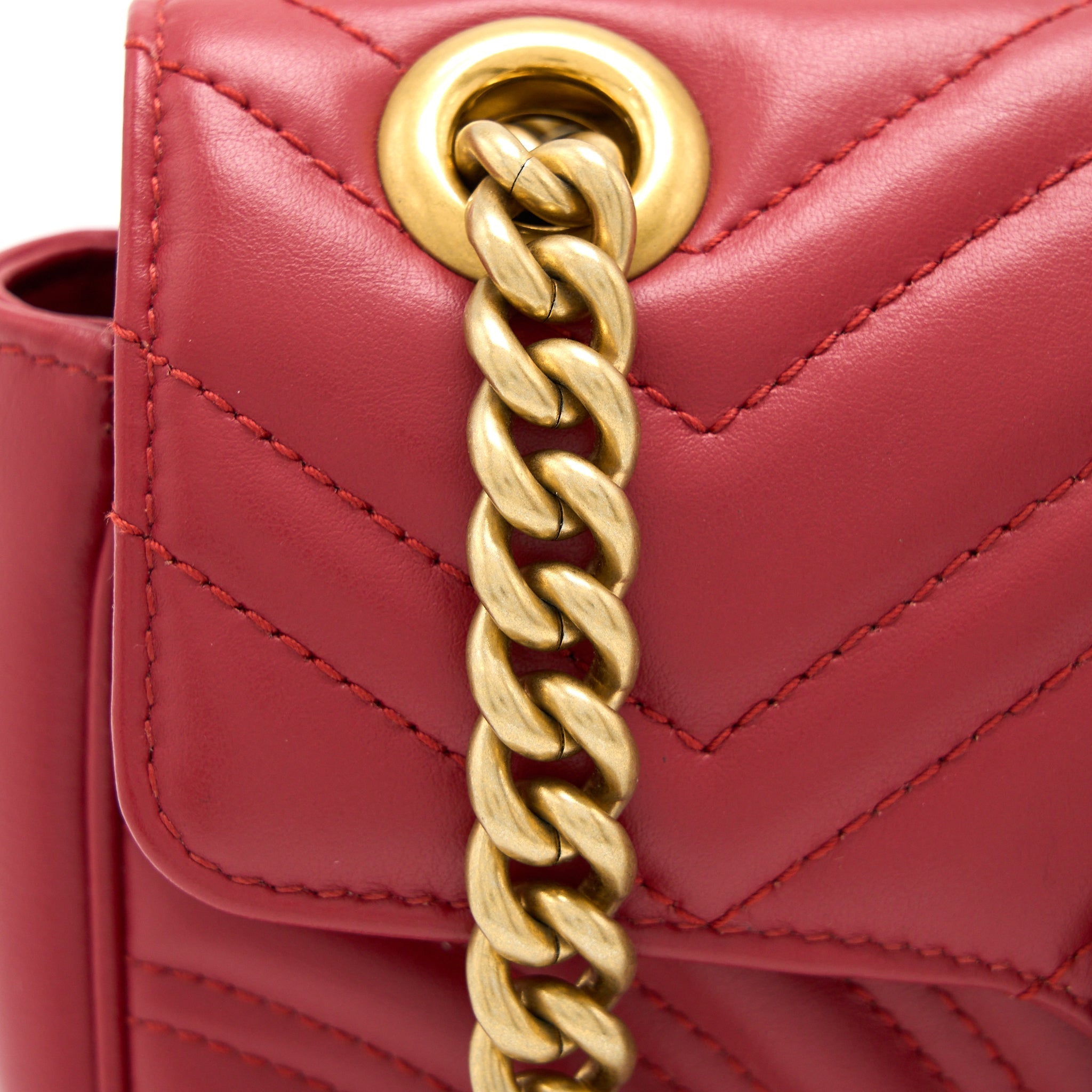 GUCCI MINI MARMONT CALFSKIN RED GHW