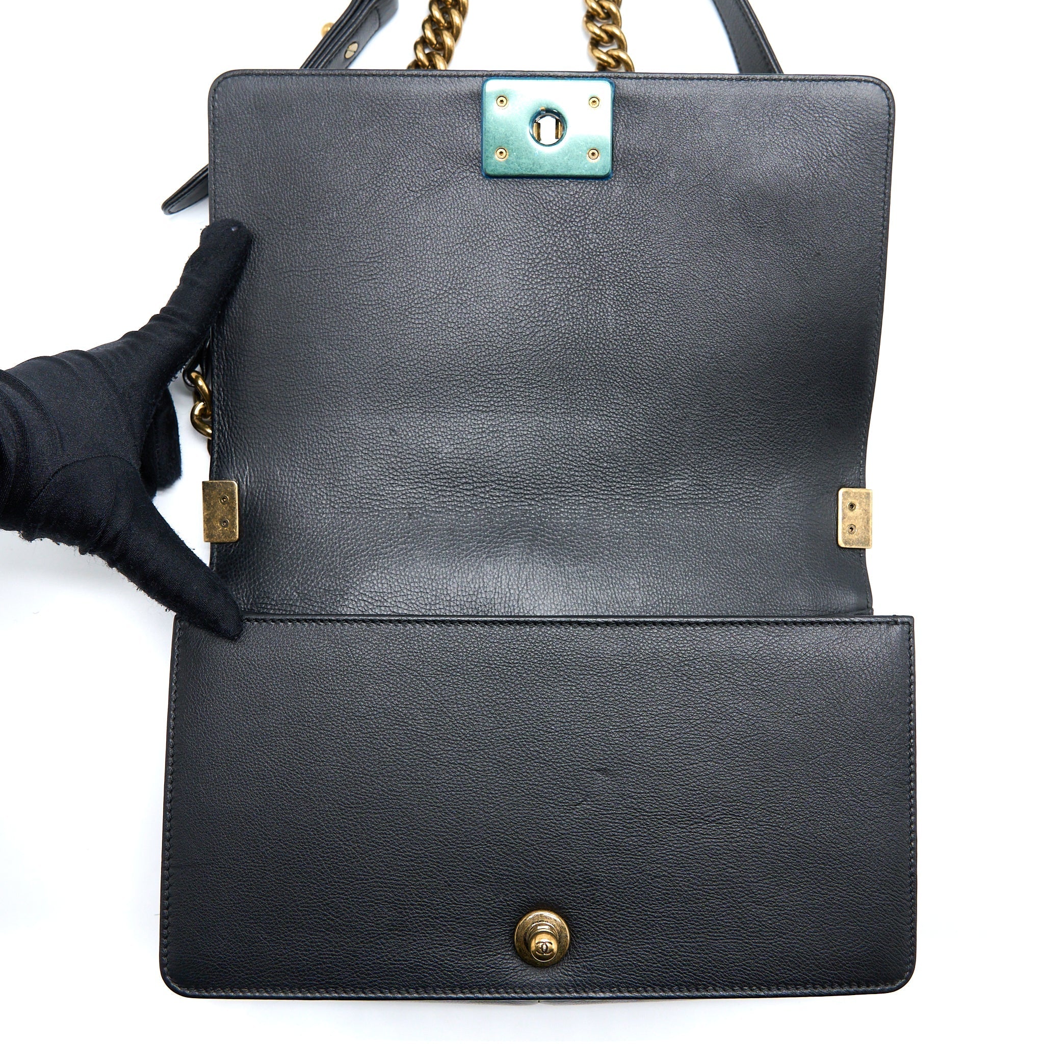 CHANEL MEDIUM BOY BAG GOATHAIR/CALFSKIN BLACK GHW