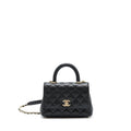 CHANEL MINI COCO HANDLE 20CM CAVIAR BLACK LGHW (MICROCHIP)