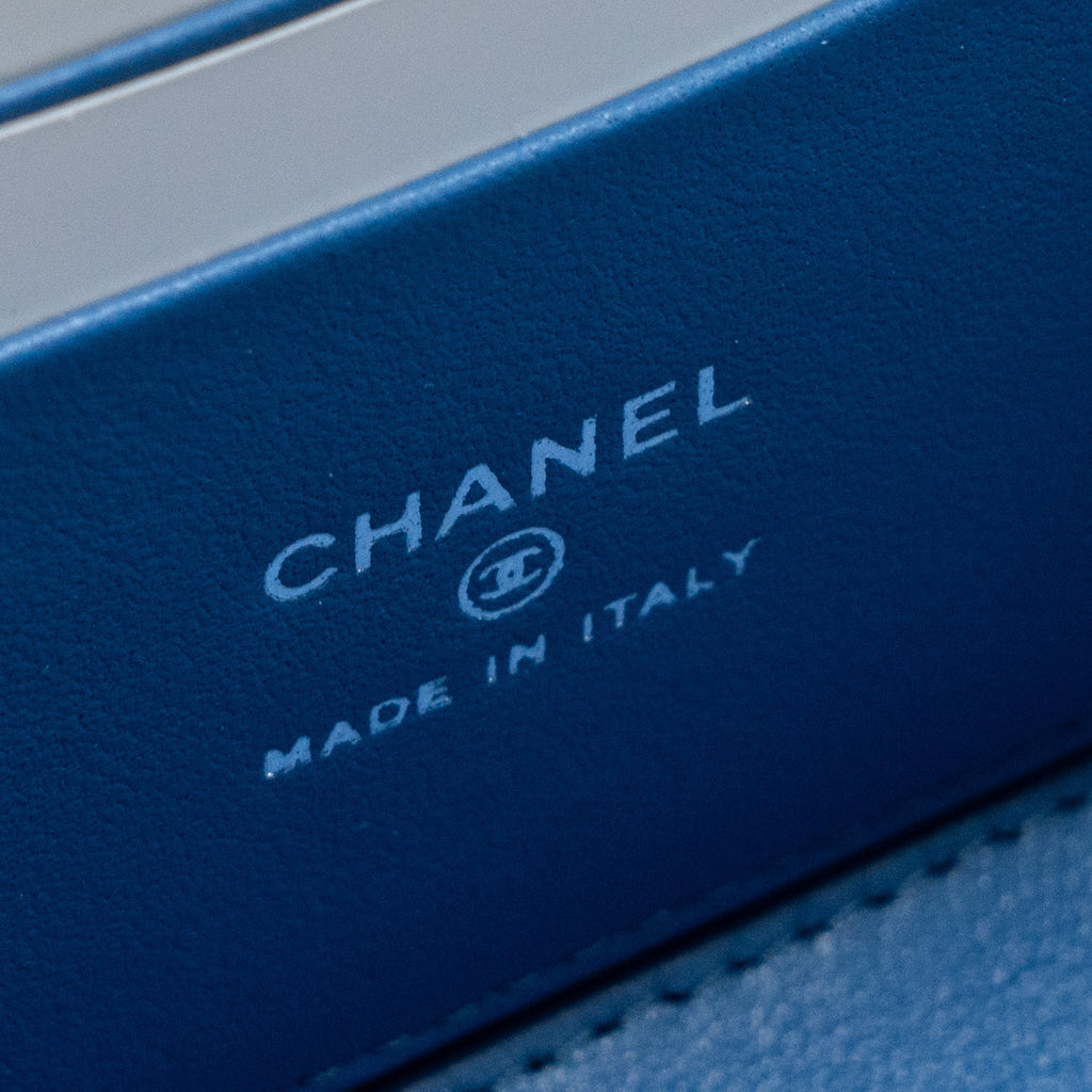 CHANEL COCO LOVE LONG VANITY CASE DENIM CAMELIA BLUE SHW (MICROCHIP)