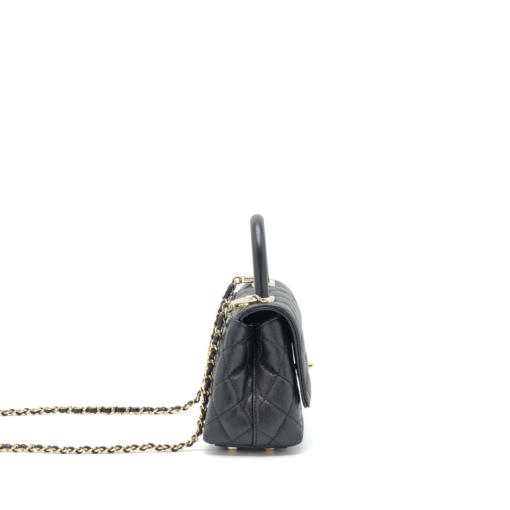 CHANEL MINI COCO HANDLE 20CM CAVIAR BLACK LGHW (MICROCHIP)