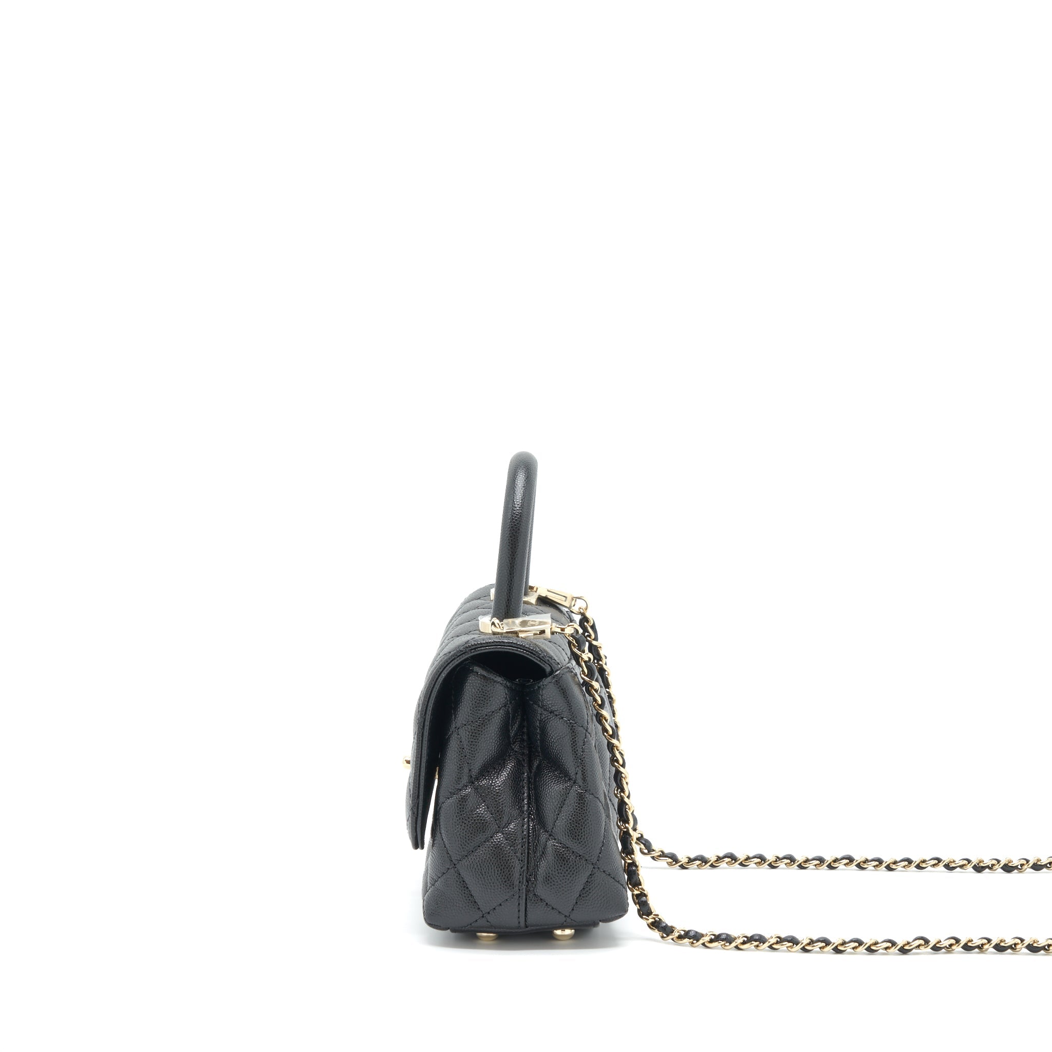 CHANEL MINI COCO HANDLE 20CM CAVIAR BLACK LGHW (MICROCHIP)