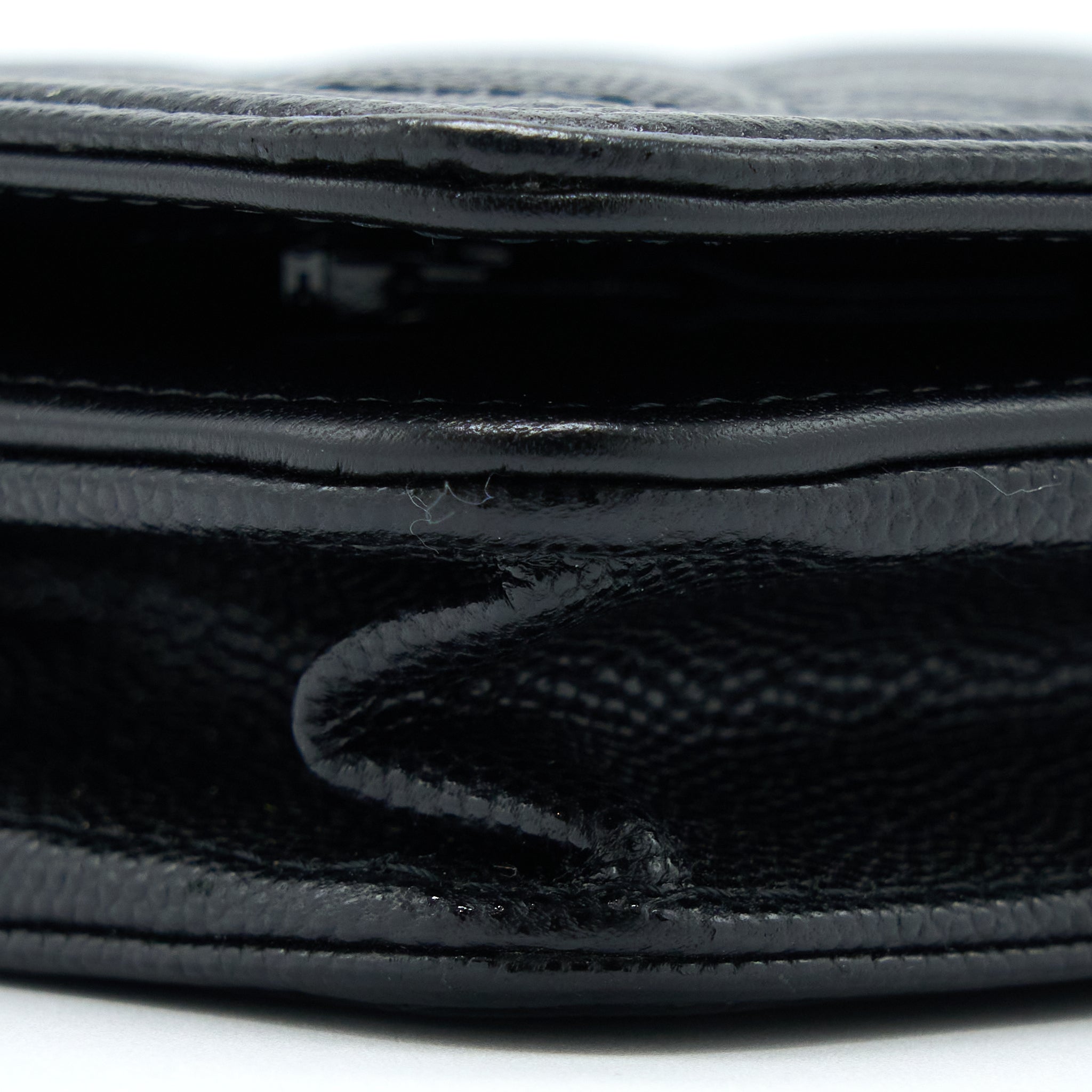 CHANEL BOY WALLET ON CHAIN CAVIAR BLACK RUTHENIUM HARDWARE (MICROCHIP)