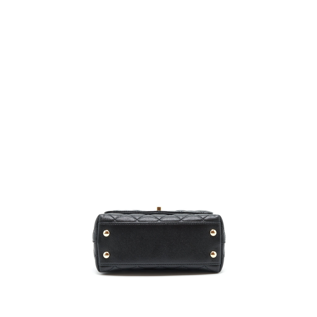CHANEL MINI COCO HANDLE 20CM CAVIAR BLACK LGHW (MICROCHIP)