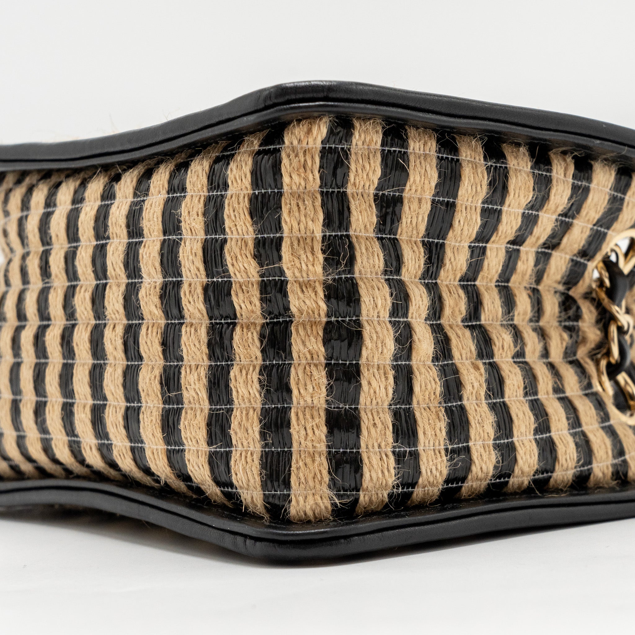 CHANEL URBAN JUNGLE BUCKET BAG RAFFIA/LEATHER BLACK/BEIGE LGHW