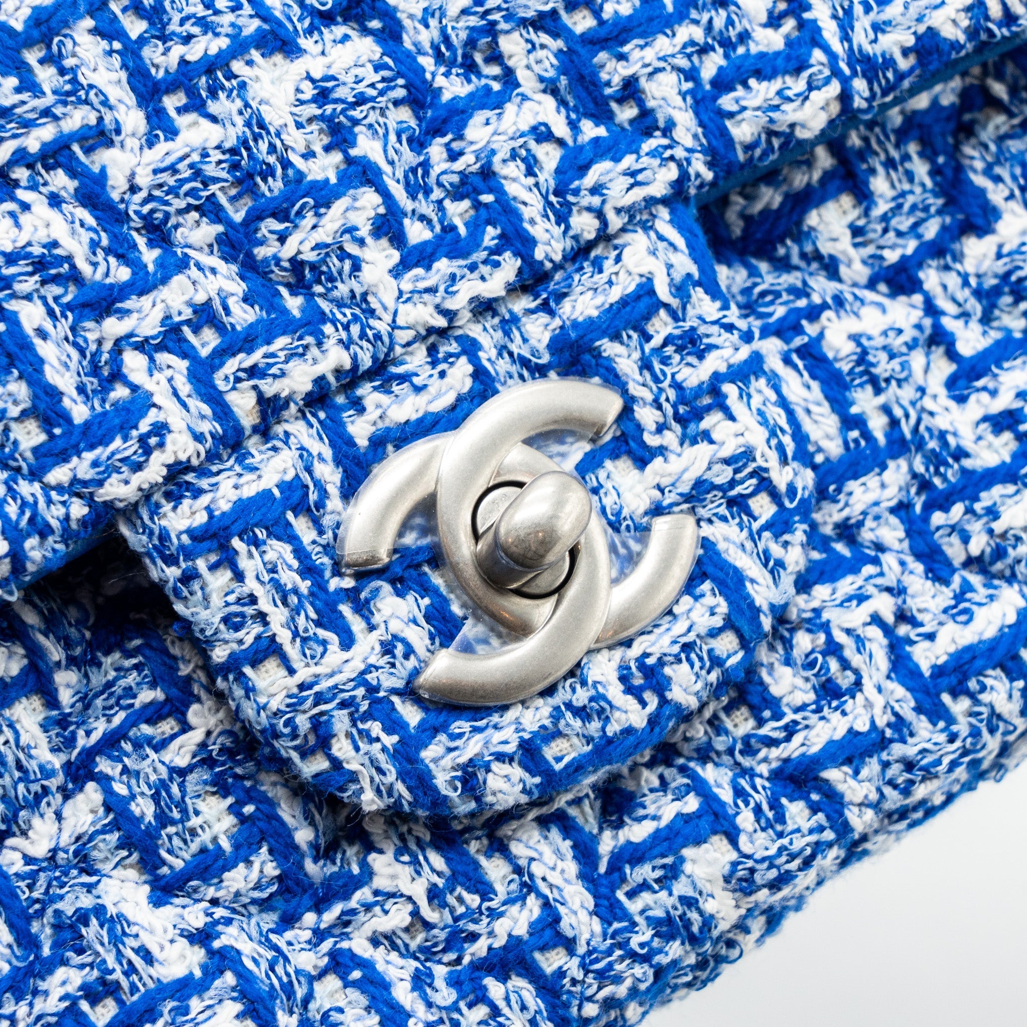 CHANEL MINI RECTANGULAR FLAP TWEED BLUE / MULTICOLOUR SHW (MICROCHIP)