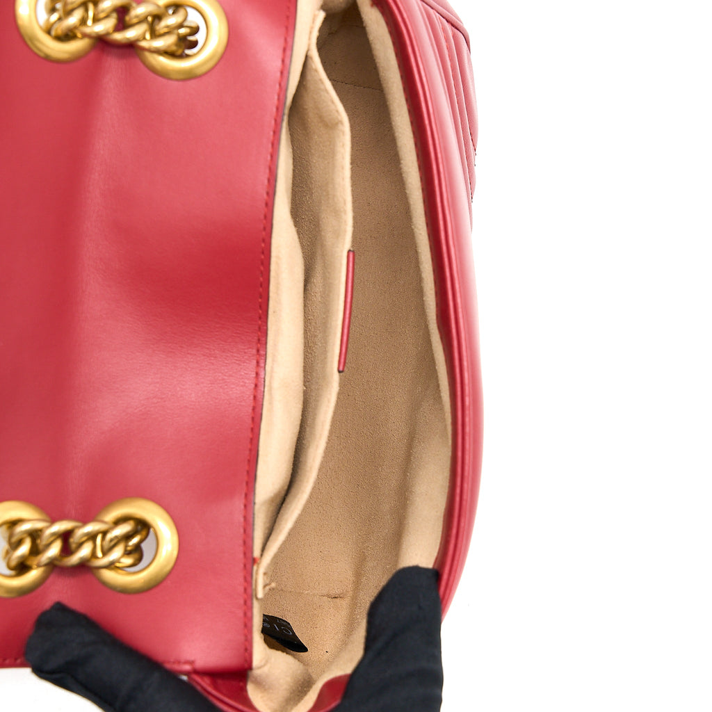 GUCCI MINI MARMONT CALFSKIN RED GHW