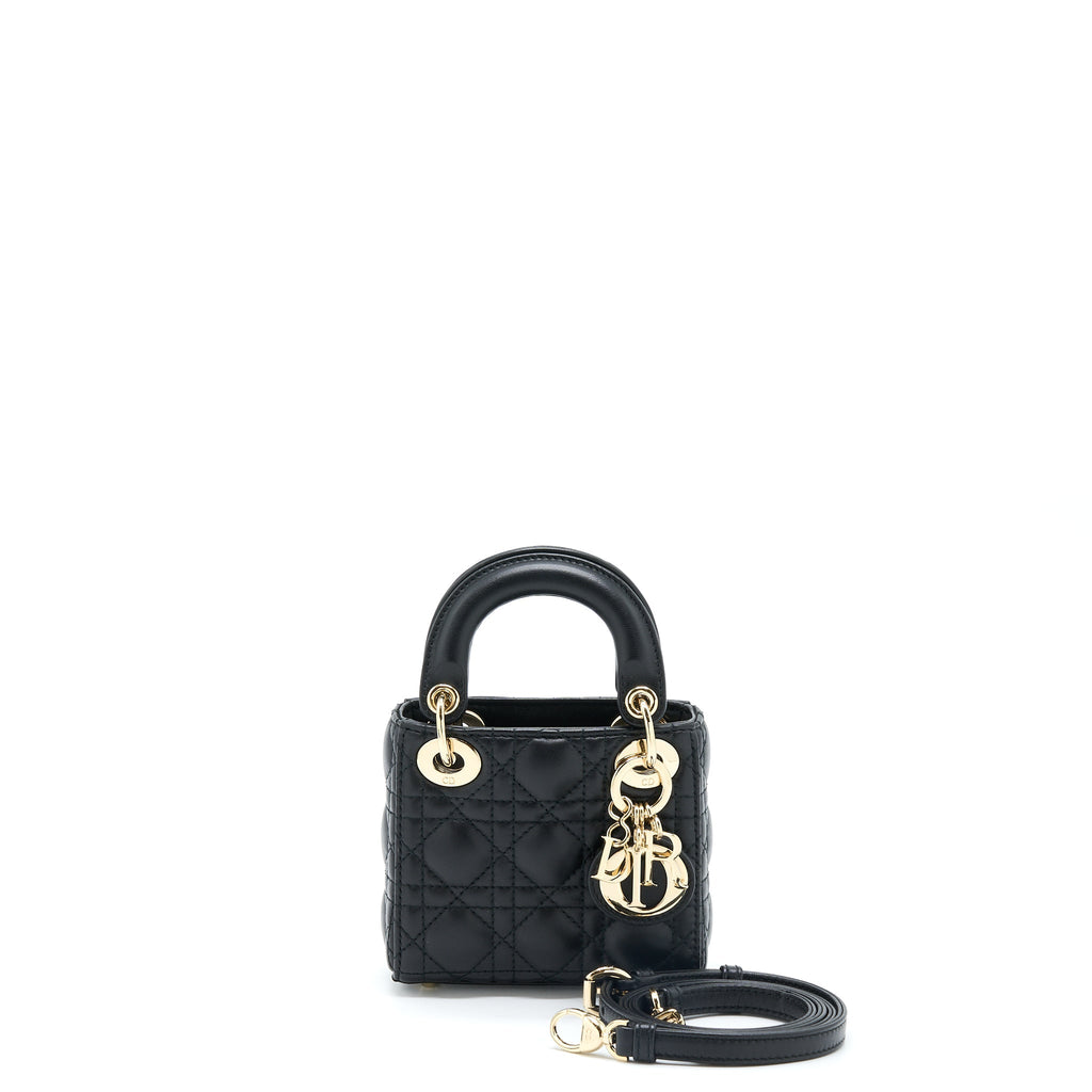 DIOR MICRO LADY DIOR LAMBSKIN BLACK GHW