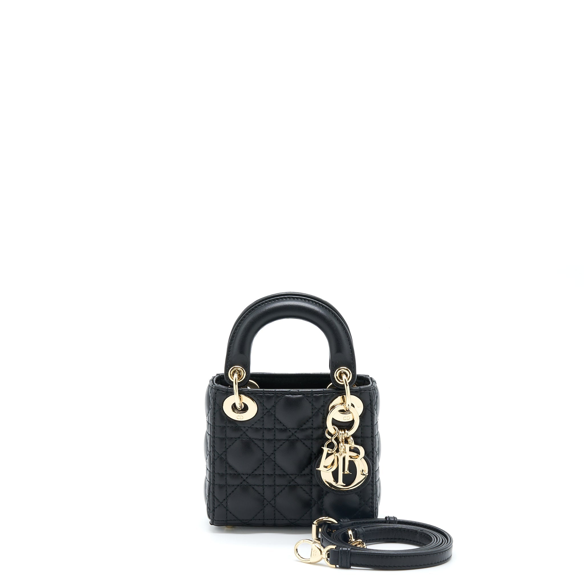 DIOR MICRO LADY DIOR LAMBSKIN BLACK GHW
