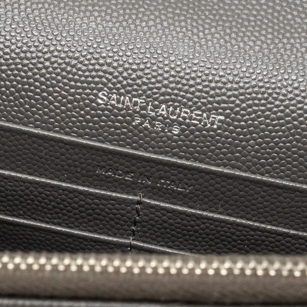 SAINT LAURENT/YSL ENVELOP CHAIN BAG CALFSKIN GREY SHW
