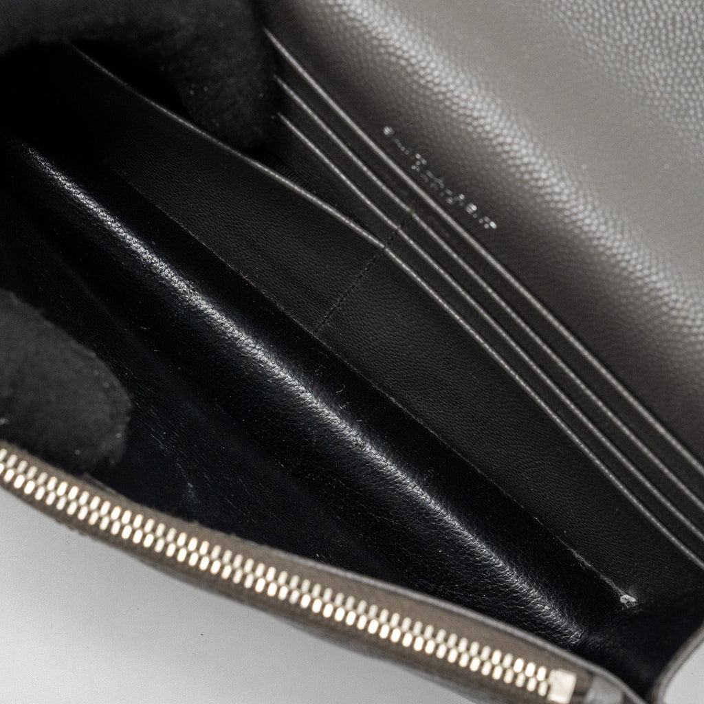 SAINT LAURENT/YSL ENVELOP CHAIN BAG CALFSKIN GREY SHW