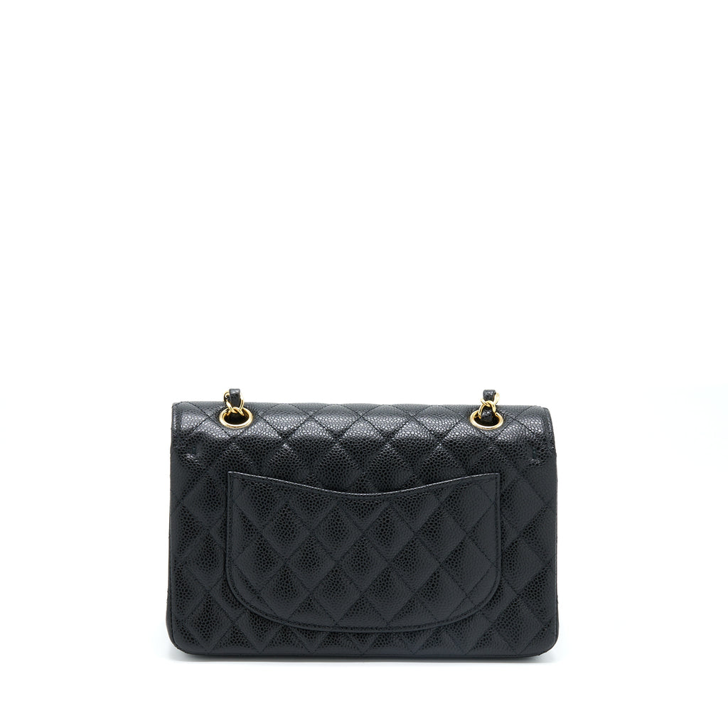 CHANEL SMALL CLASSIC DOUBLE FLAP BAG CAVIAR BLACK GHW (MICROCHIP)