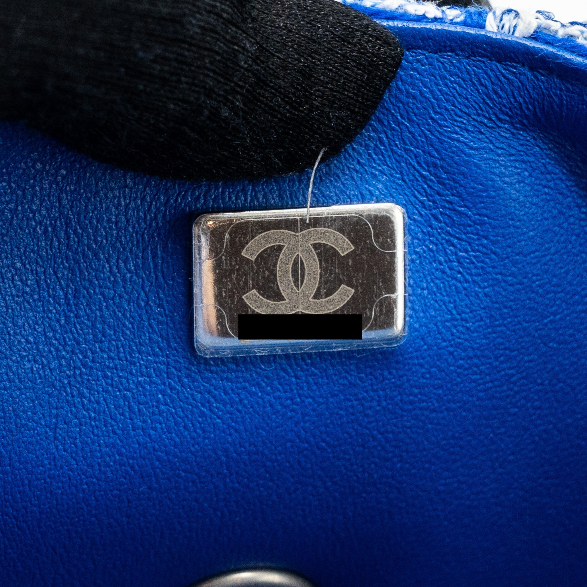 CHANEL MINI RECTANGULAR FLAP TWEED BLUE / MULTICOLOUR SHW (MICROCHIP)