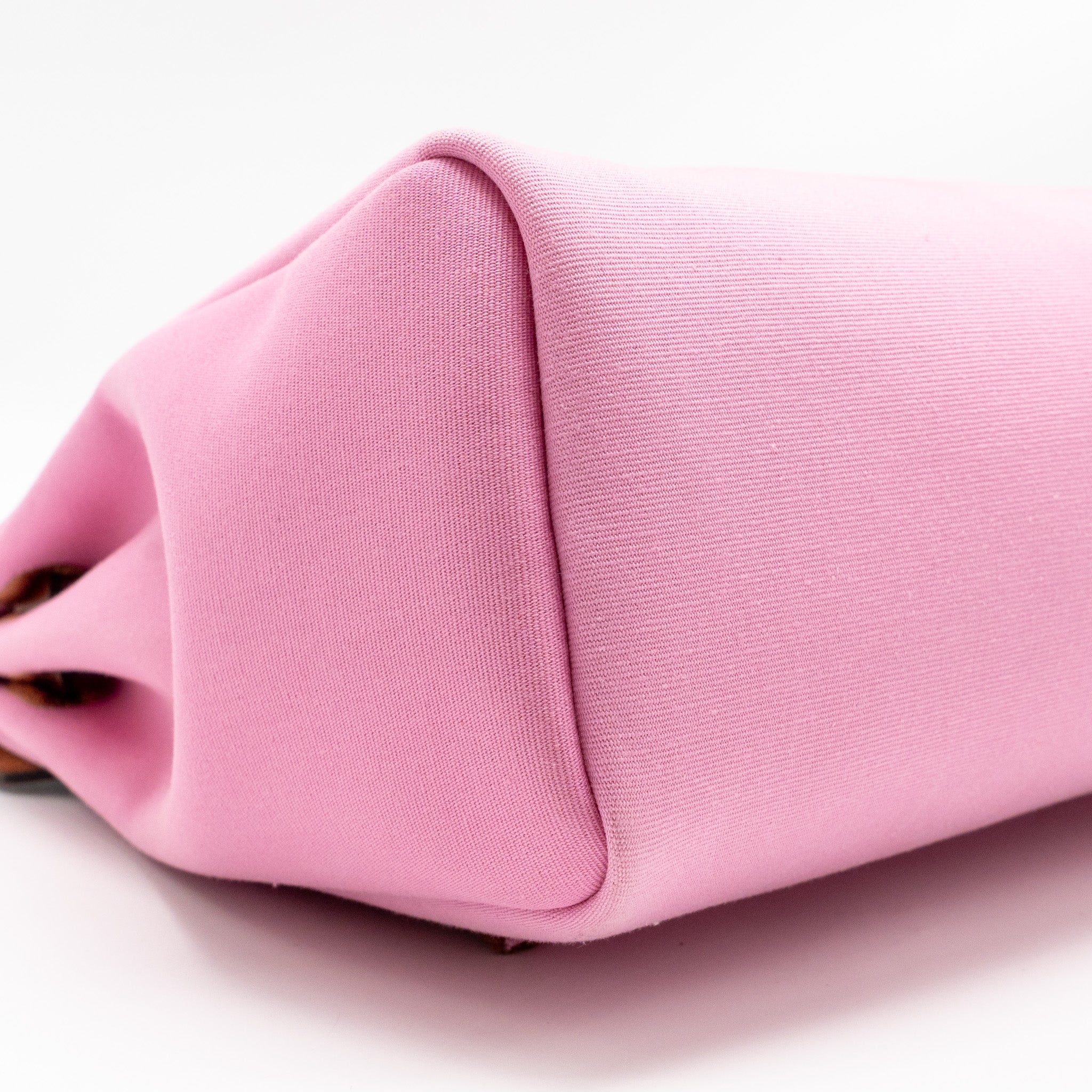 HERMES HERBAG 31 ZIP BAG CANVAS/HUNTER LEATHER PINK/CUIVRE SHW