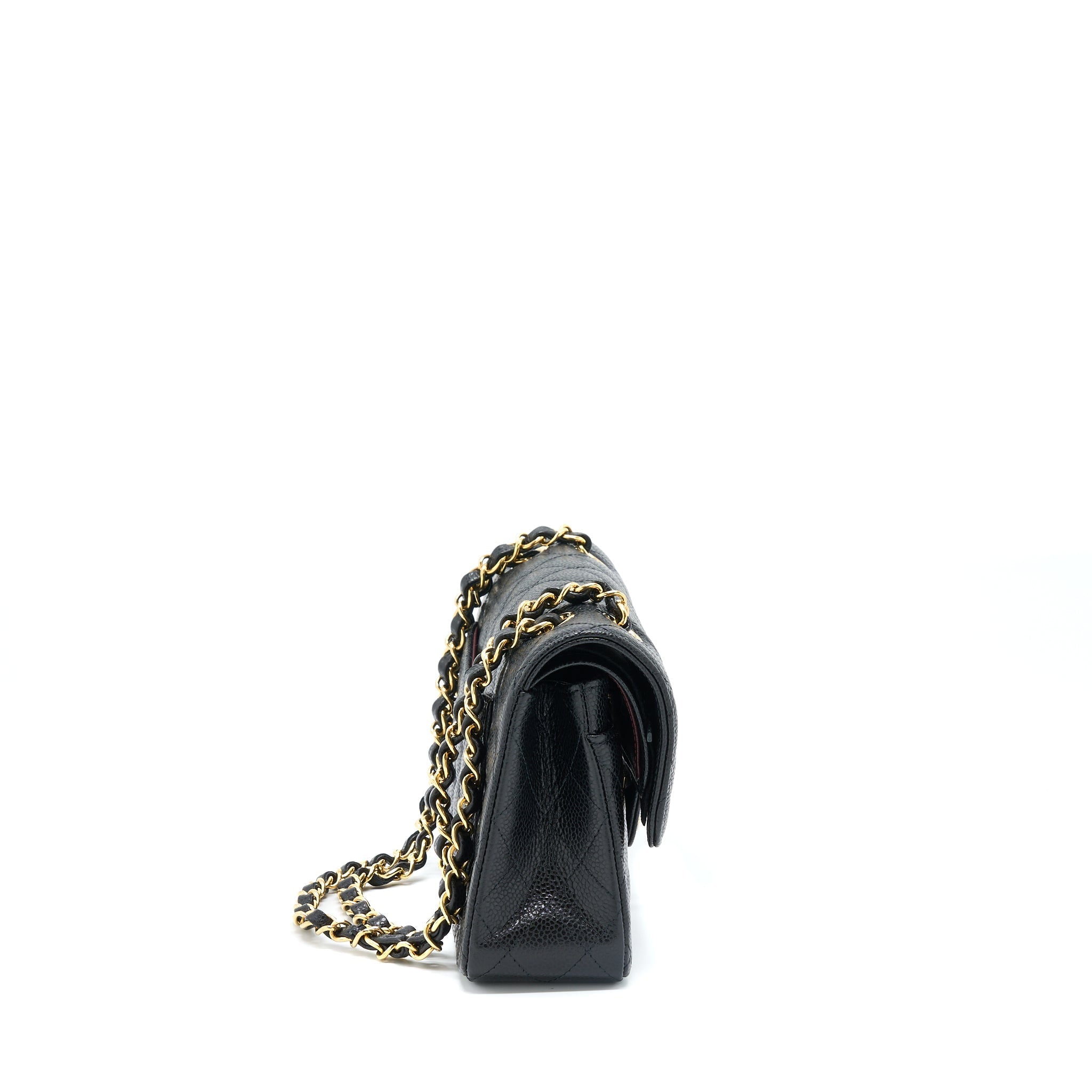 CHANEL SMALL CLASSIC DOUBLE FLAP BAG CAVIAR BLACK GHW (MICROCHIP)