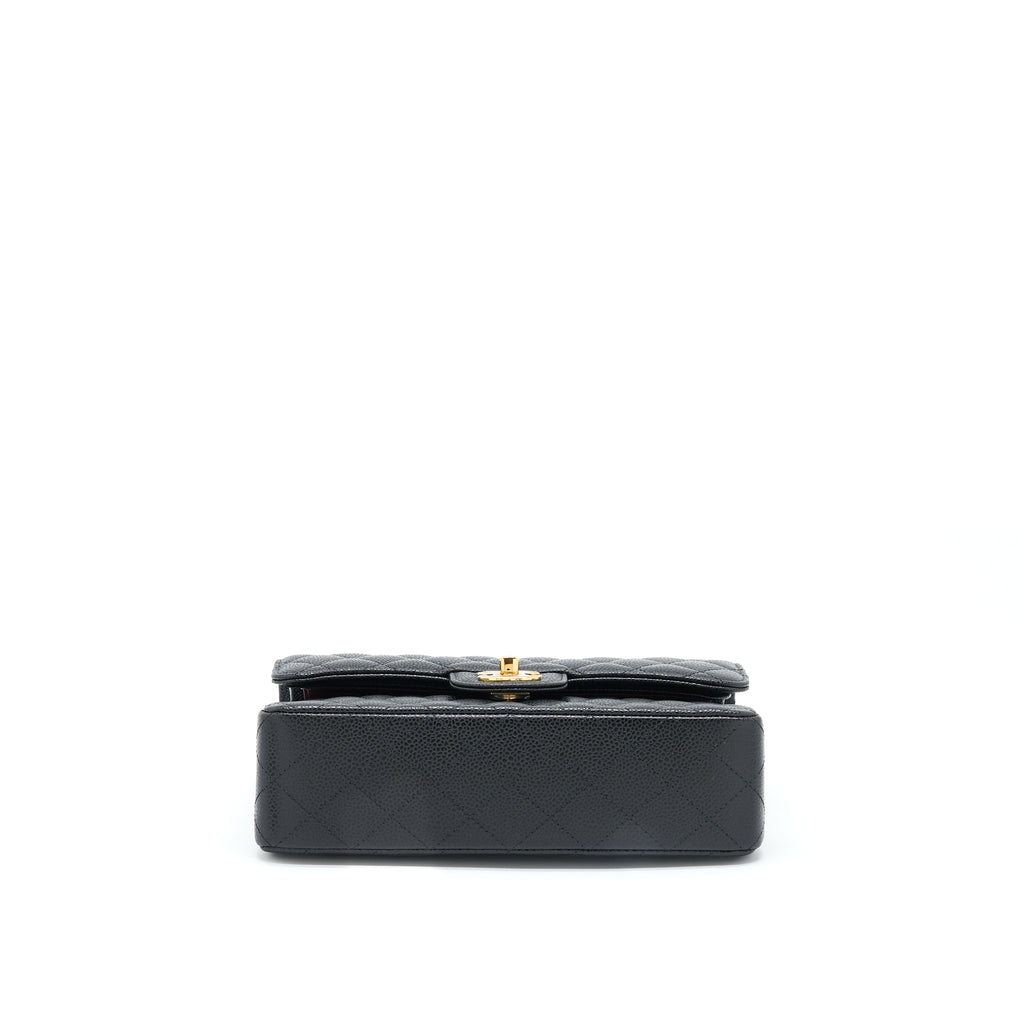 CHANEL SMALL CLASSIC DOUBLE FLAP BAG CAVIAR BLACK GHW (MICROCHIP)