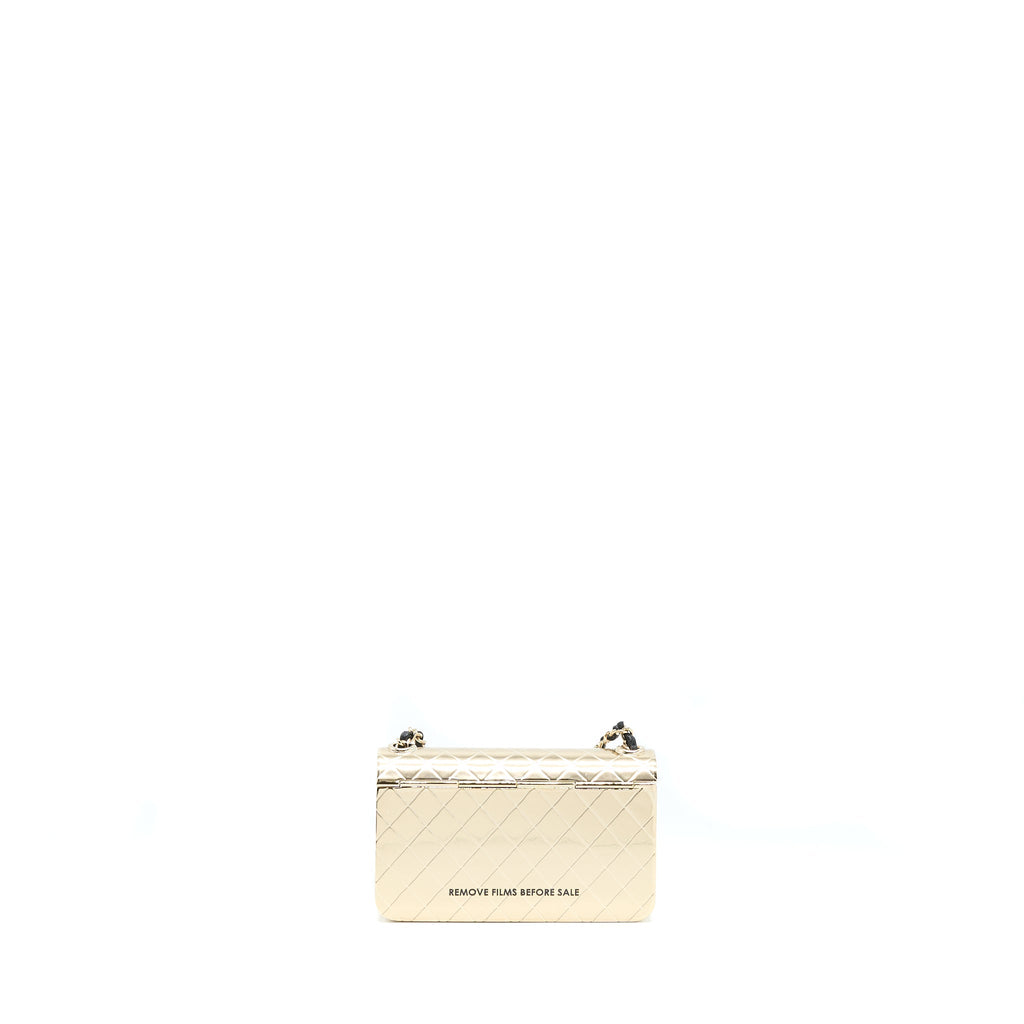 CHANEL MINI EVENING BAG GOLD TONE HAMMERED METAL AND GOLD TONE METAL (MICROCHIP )