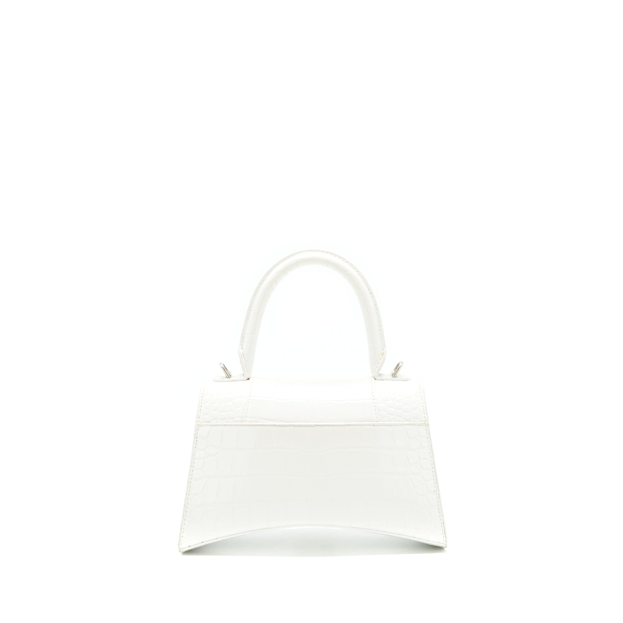 BALENCIAGA HOURGLASS S CROC EMBOSSED CALFSKIN WHITE SHW