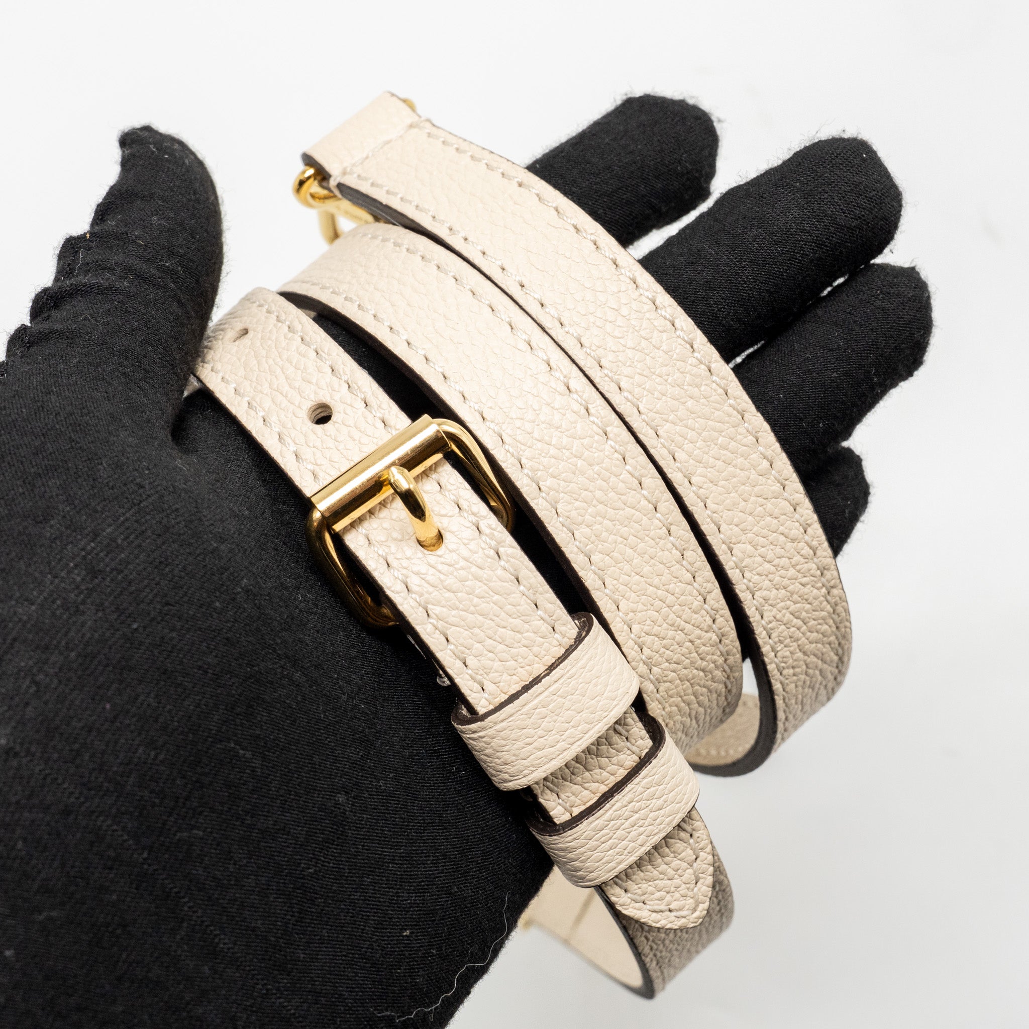 LOUIS VUITTON ONTHEGO PM MONOGRAM EMPREINTE LEATHER CREME GHW