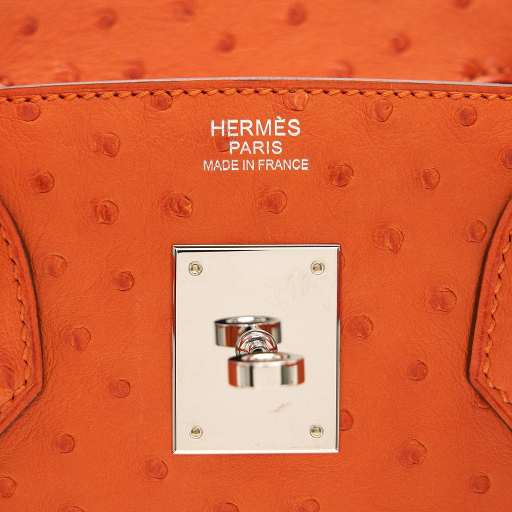 HERMES BIRKIN 30 OSTRICH TANGERINE SHW