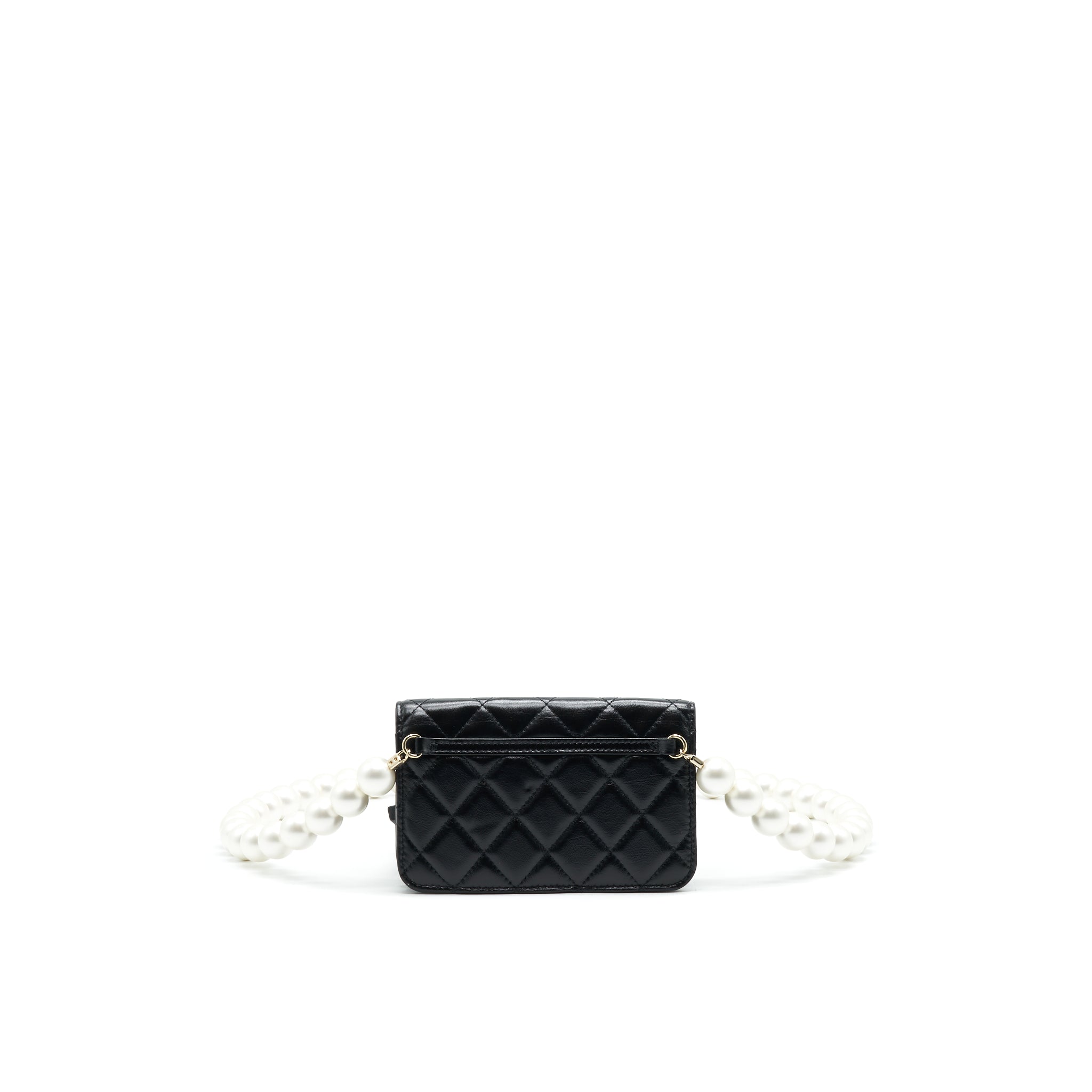 CHANEL GIANT PEARL CLUTCH WITH CHAIN CALFSKIN BLACK LGHW